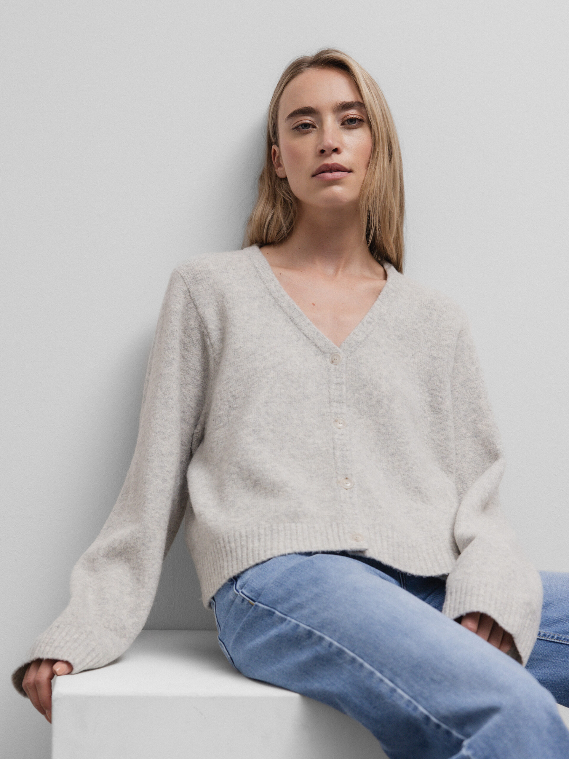 DANIELS Strickjacke aus Merinowolle Damen (SILBER 24114)