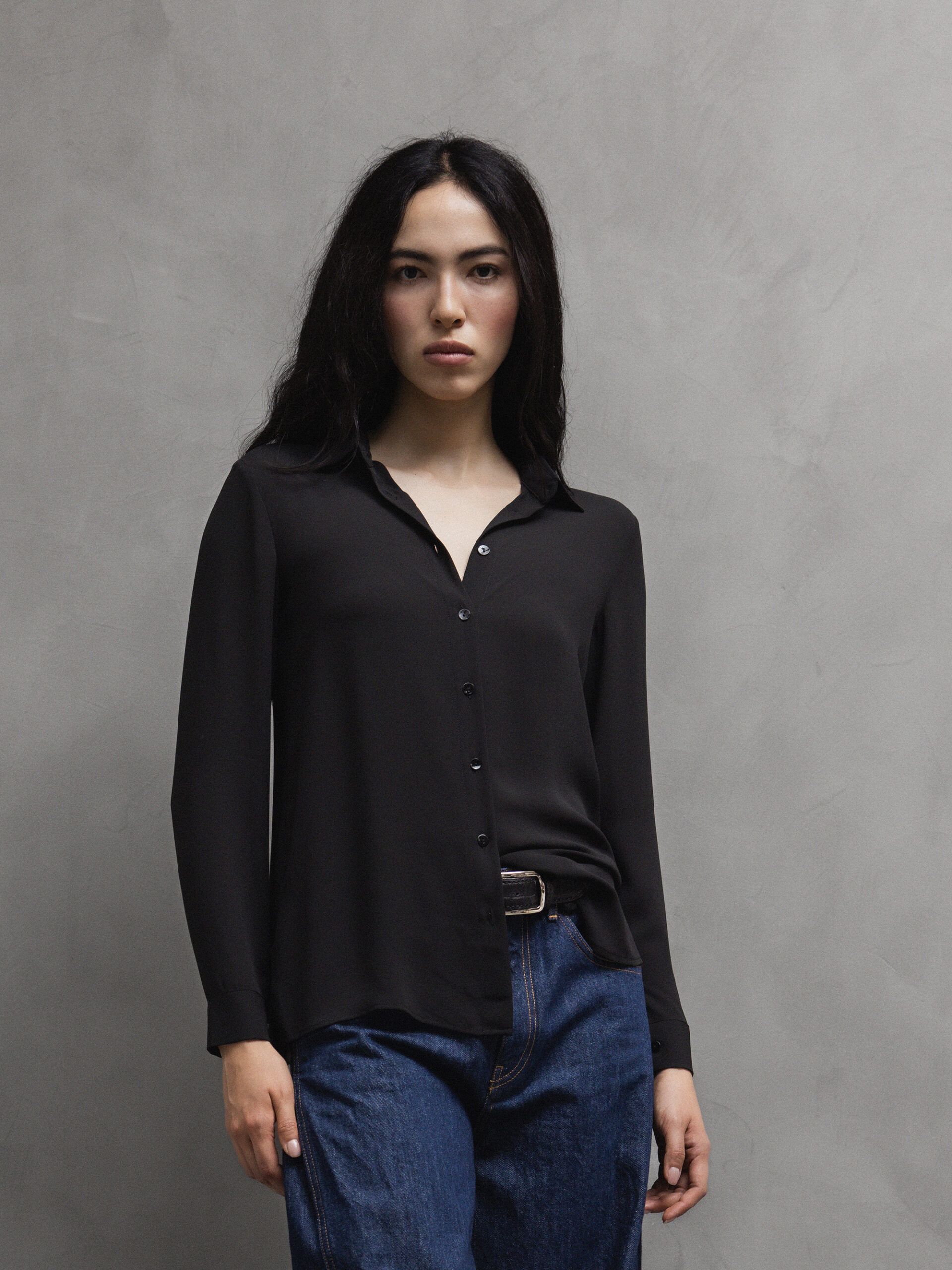 Janice & Jo Langarm- Bluse Damen (250 SCHWARZ)