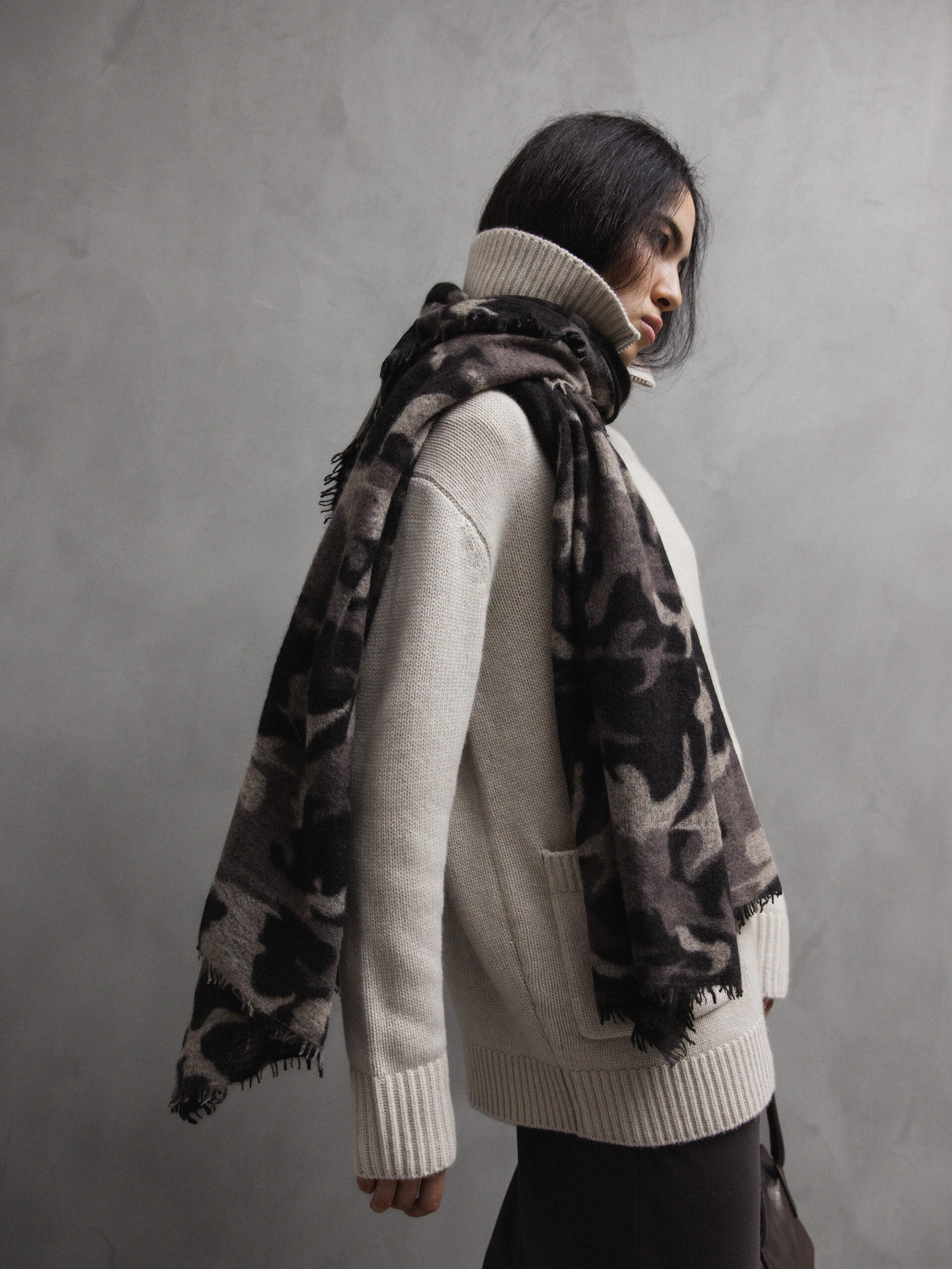 PUR SCHOEN Schal aus Cashmere Damen (6138 GREY BLACK)