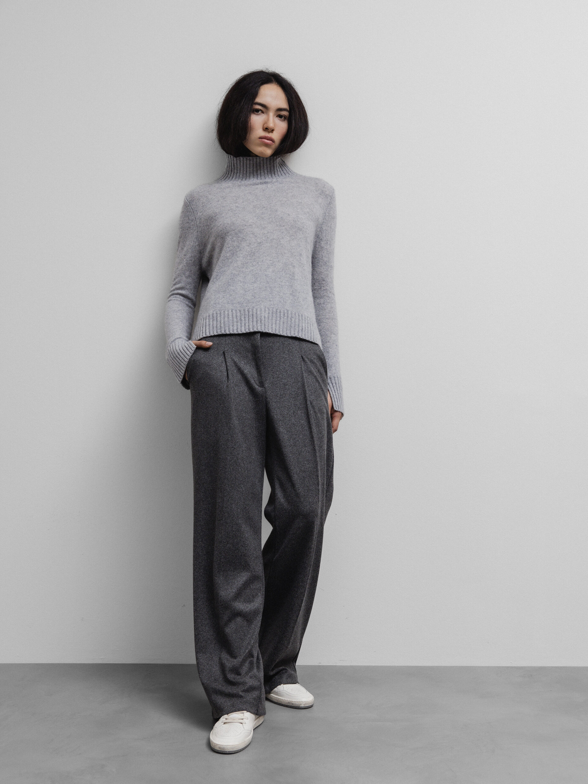 CAMBIO Weite Hose Damen (077 GRAU MEL)