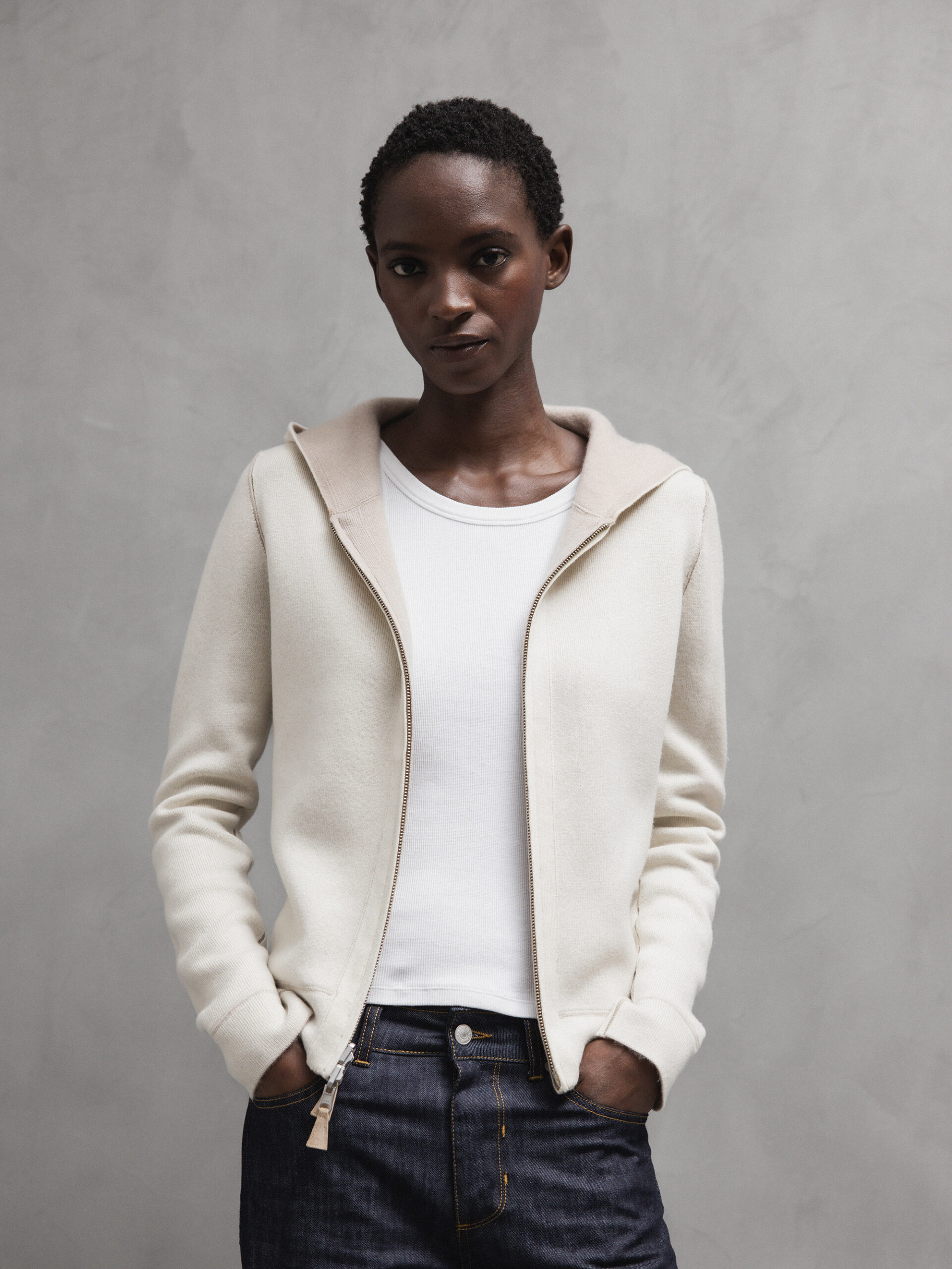 DANIELS Wendbare Strickjacke aus Cashmere Damen (SAND/OFF WHITE 25486/77801)