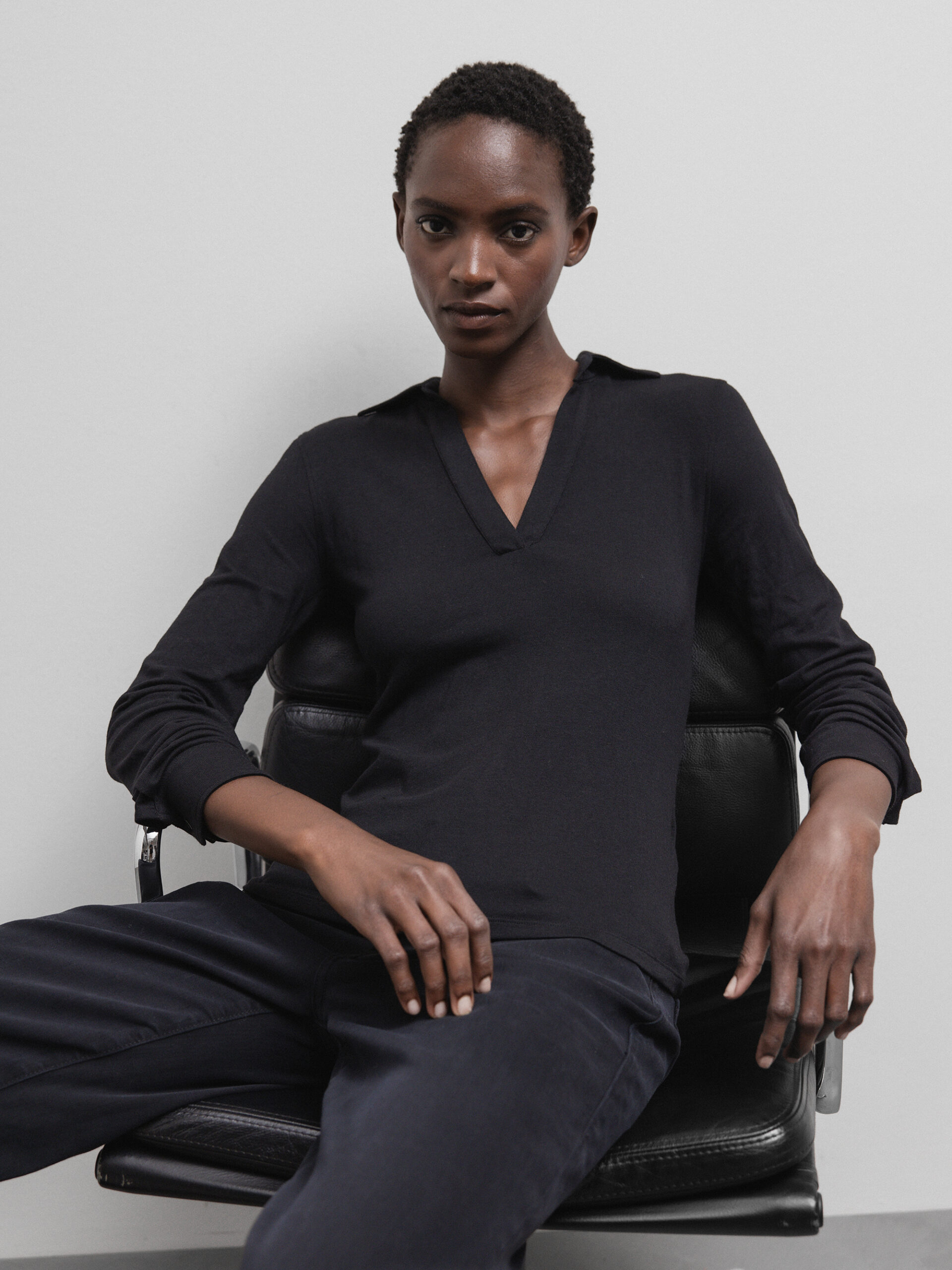 DANIELS Langarm- Poloshirt Damen (BLACK)