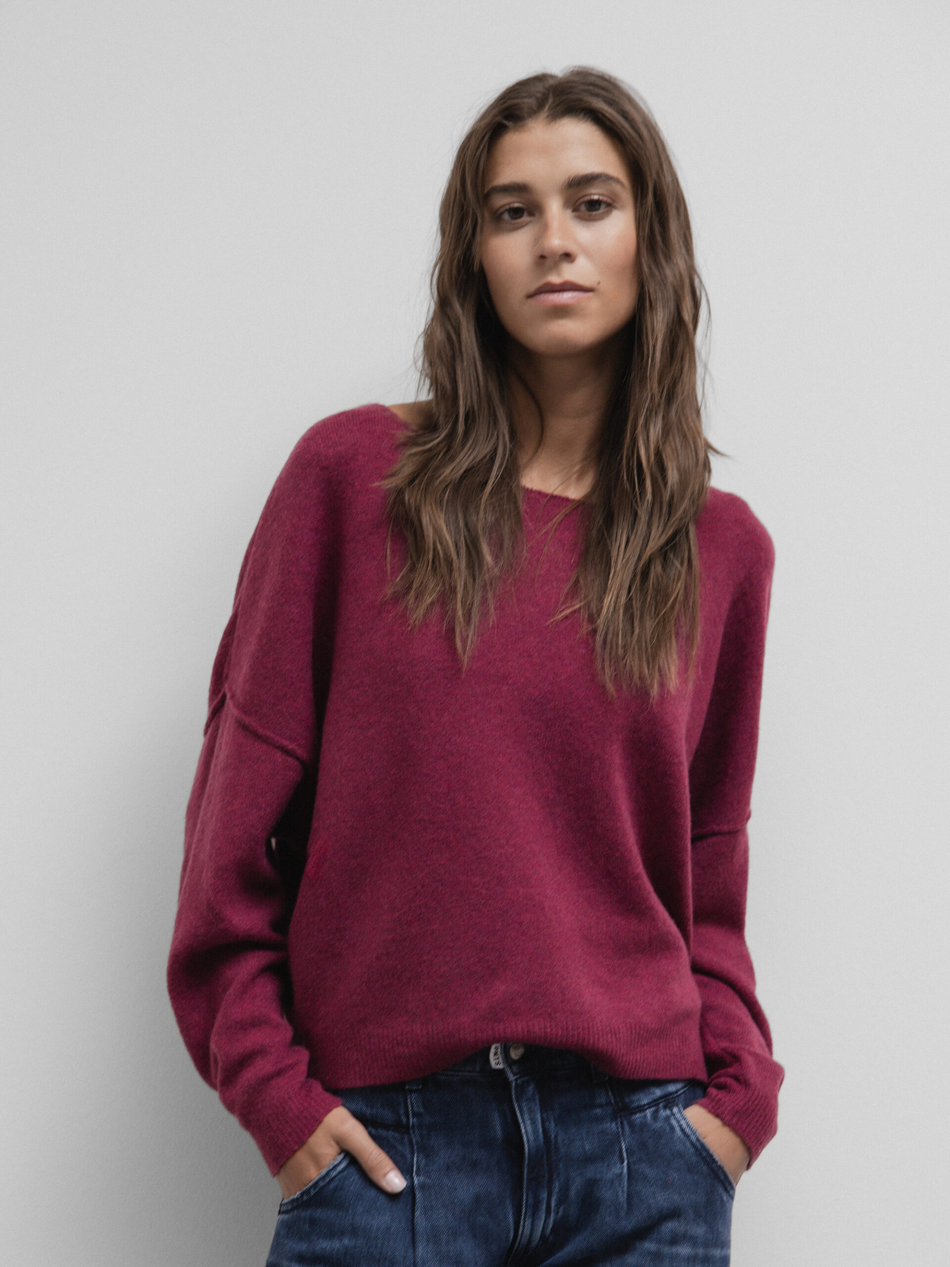 AMERICAN VINTAGE Pullover Damen (BORDEAUX MELIERT)