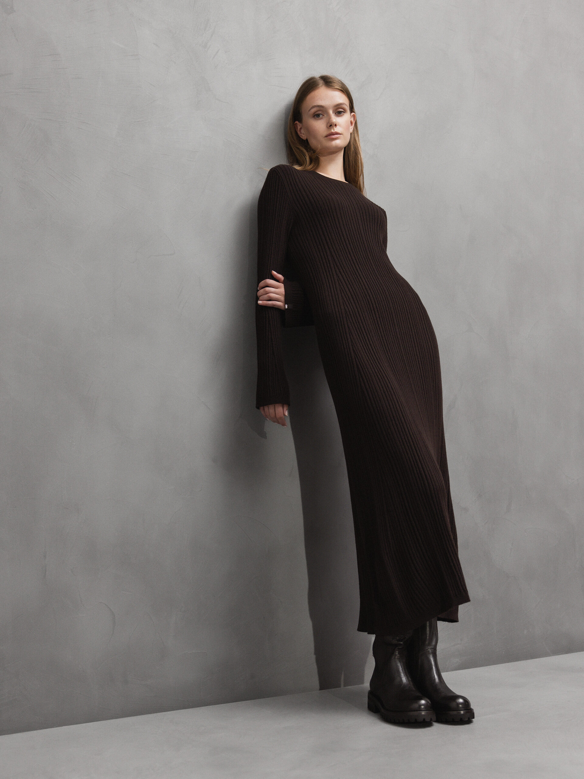 HERNO Maxi- Strickkleid aus Wolle Damen (8990 DK BROWN)