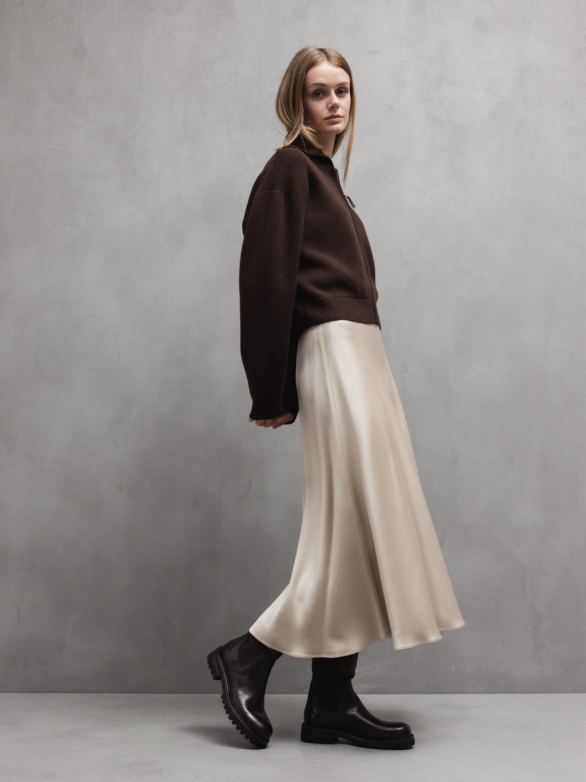 HERNO Midi- Rock in Satin-Optik Damen (1985 CHAMPAGNER)