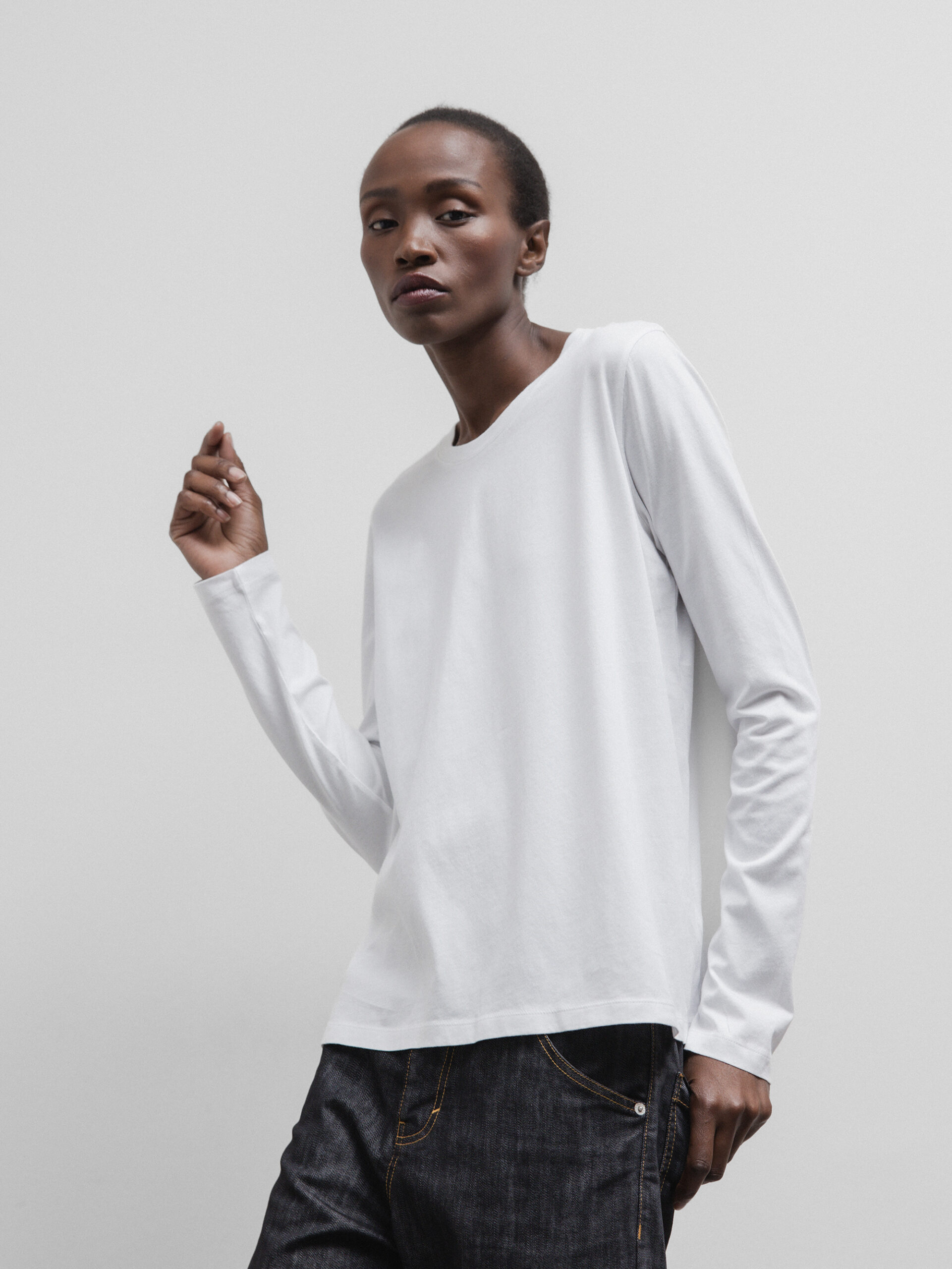 DANIELS Langarm- Shirt aus Baumwolle Damen (WEISS)