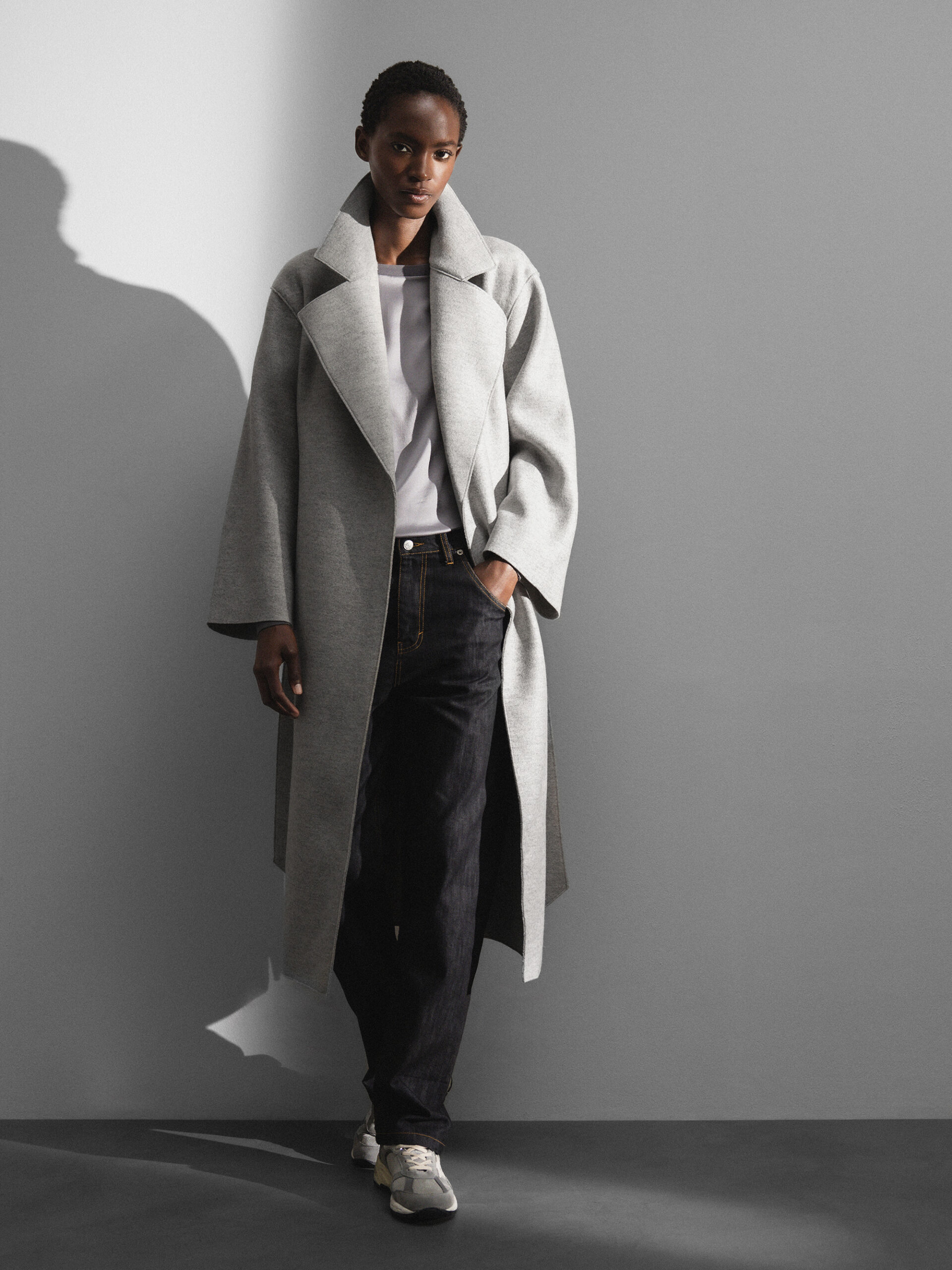 HARRIS WHARF LONDON Langer Wollmantel Damen (121 LT GREY MEL)