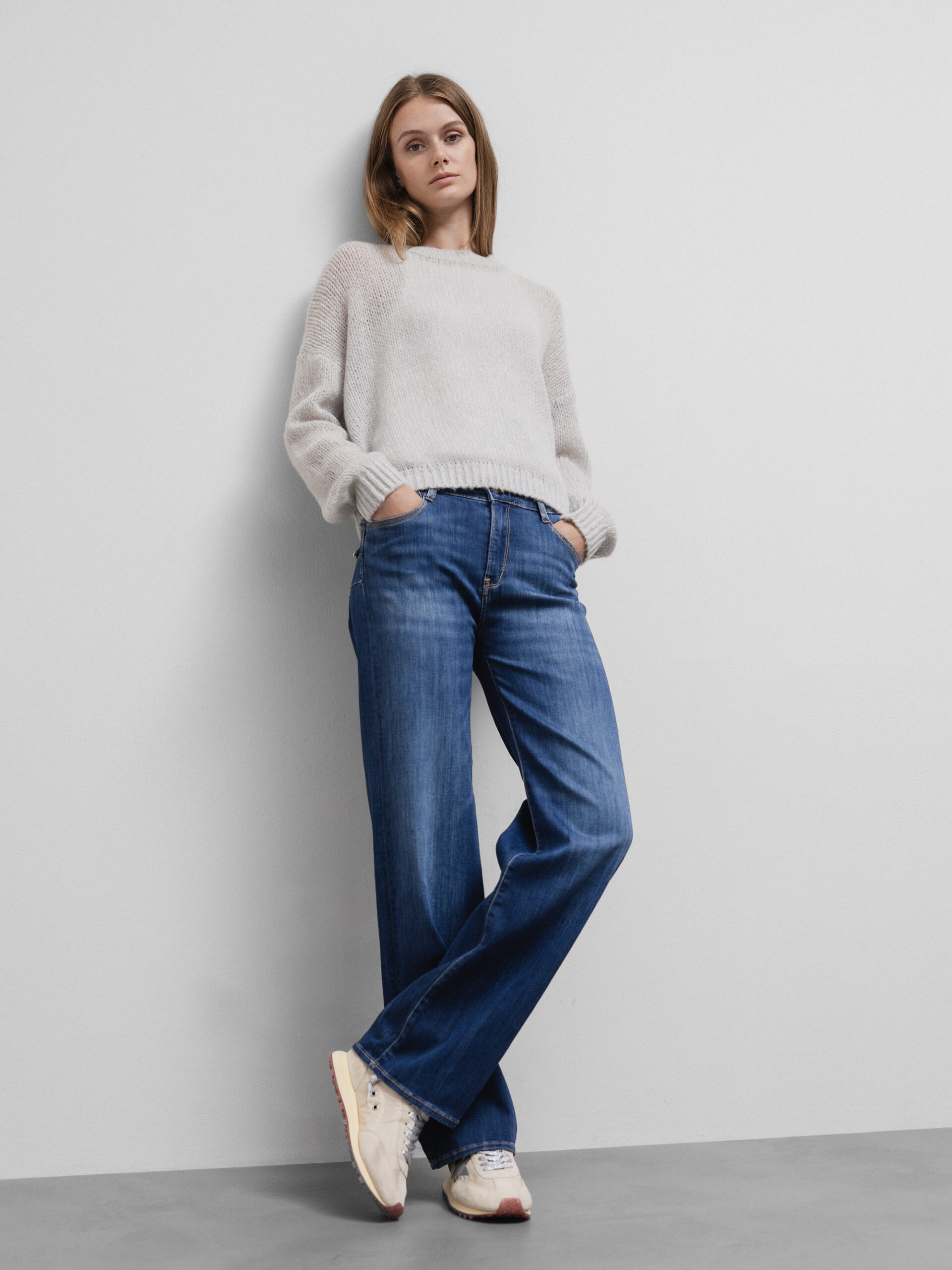 LE TEMPS DES CERISES Wide Leg Jeans Damen (MED BLUE USED)