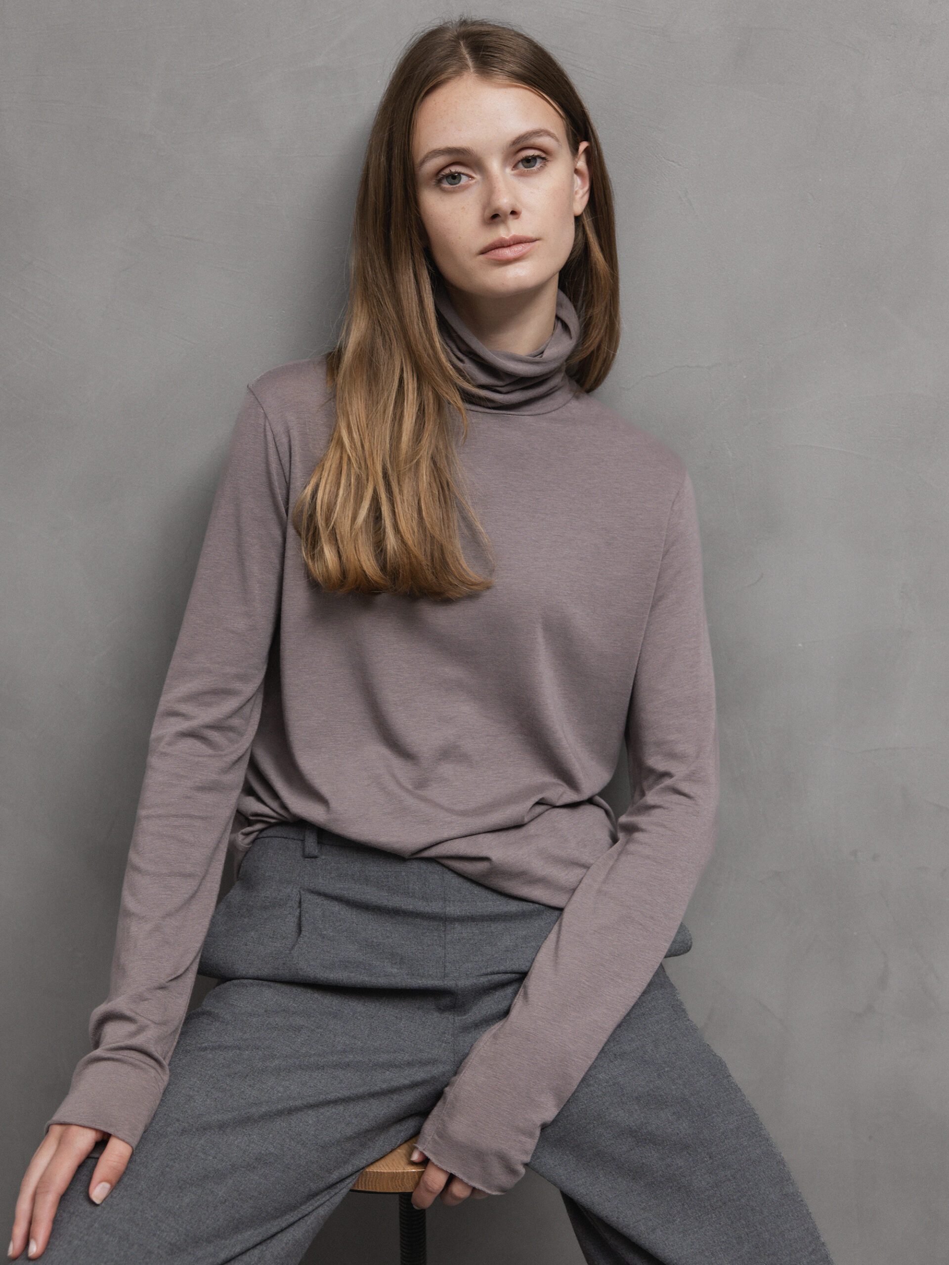 DANIELS Langarm- Rollkragenshirt Damen (TAUPE)