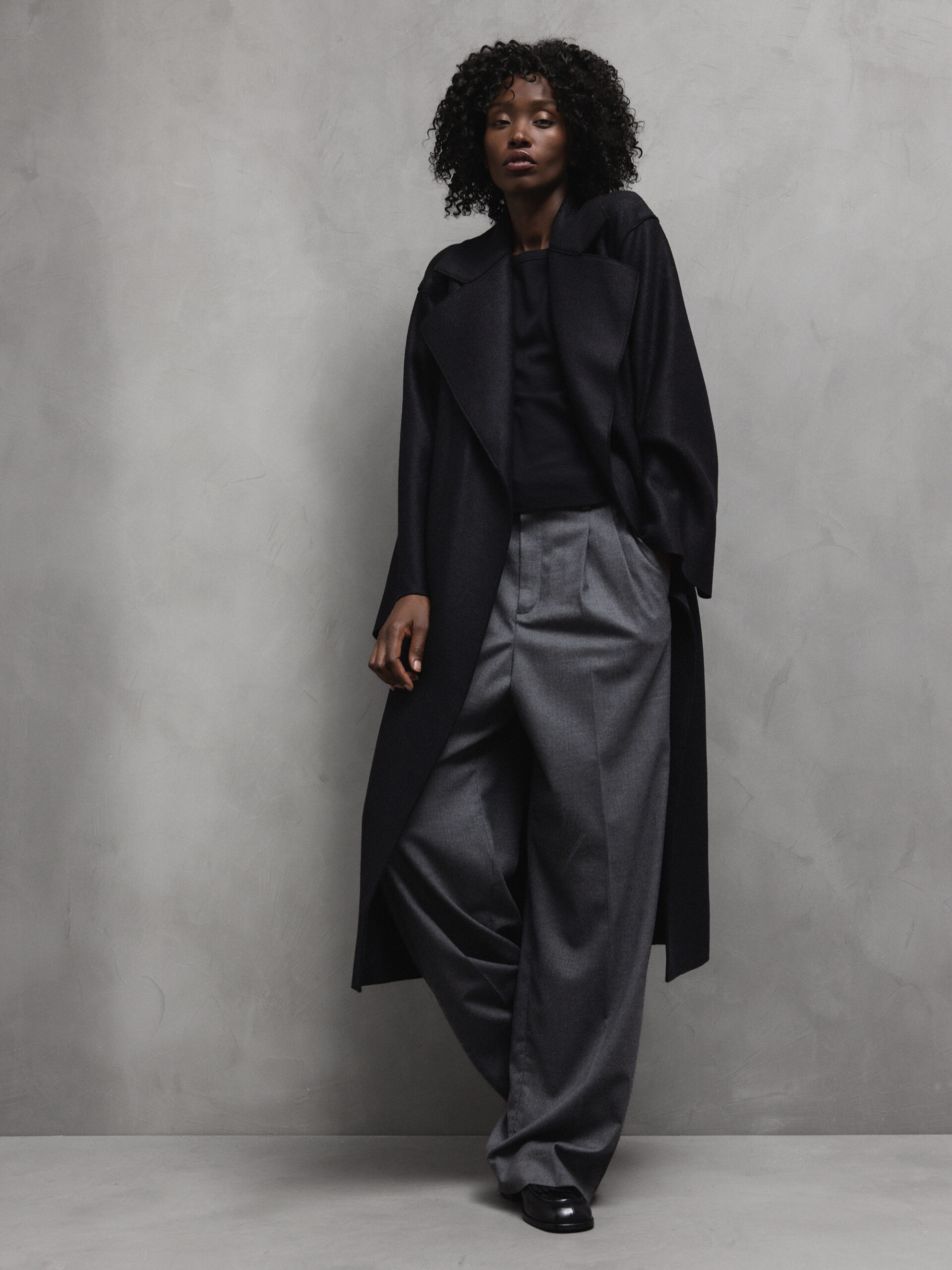 HARRIS WHARF LONDON Langer Wollmantel Damen (199 BLACK)