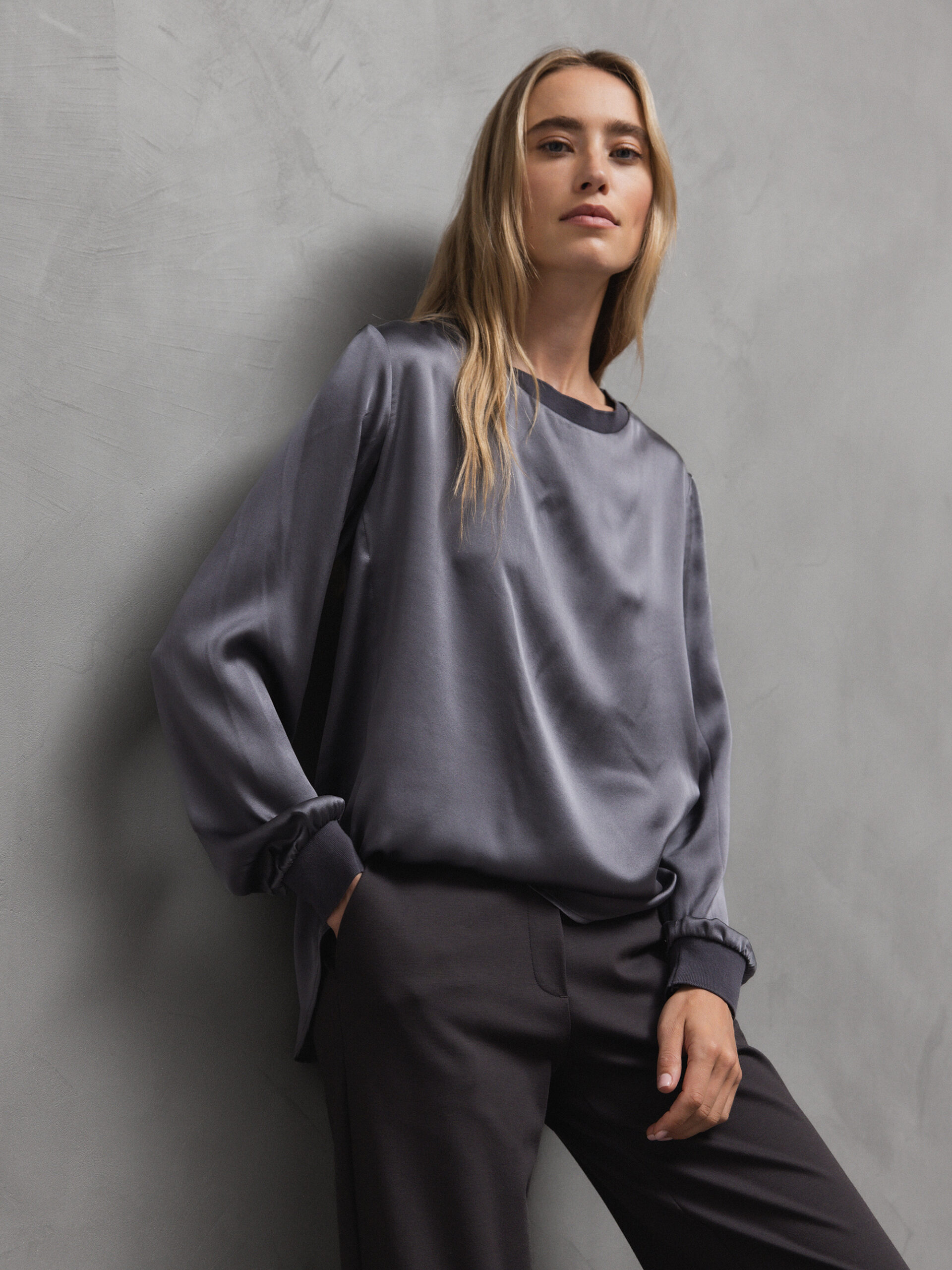 DANIELS Seidenbluse Damen (SCHIEFER)