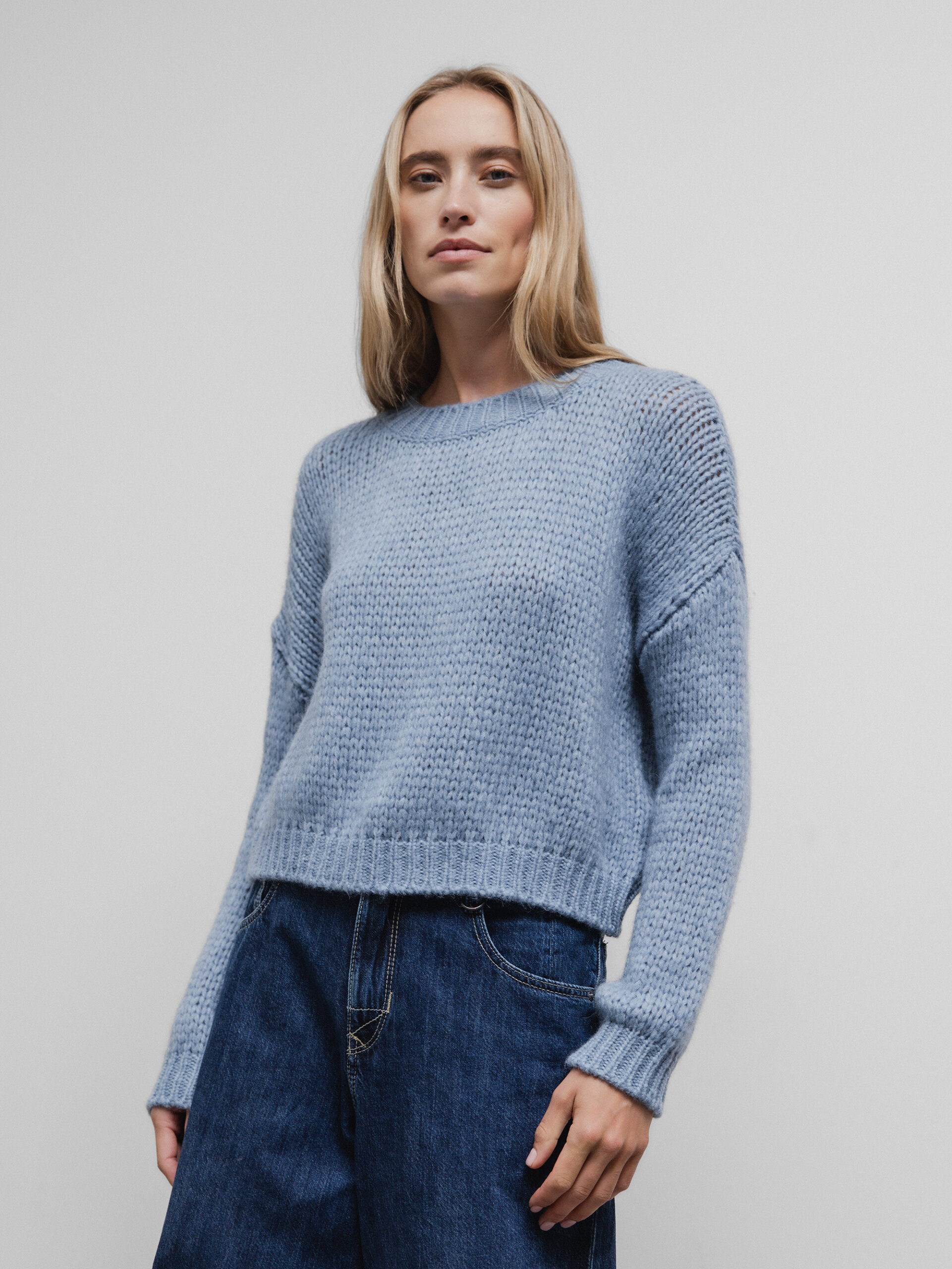 ROBERTO COLLINA Pullover aus Alpakawolle Damen (88 LT DENIM)