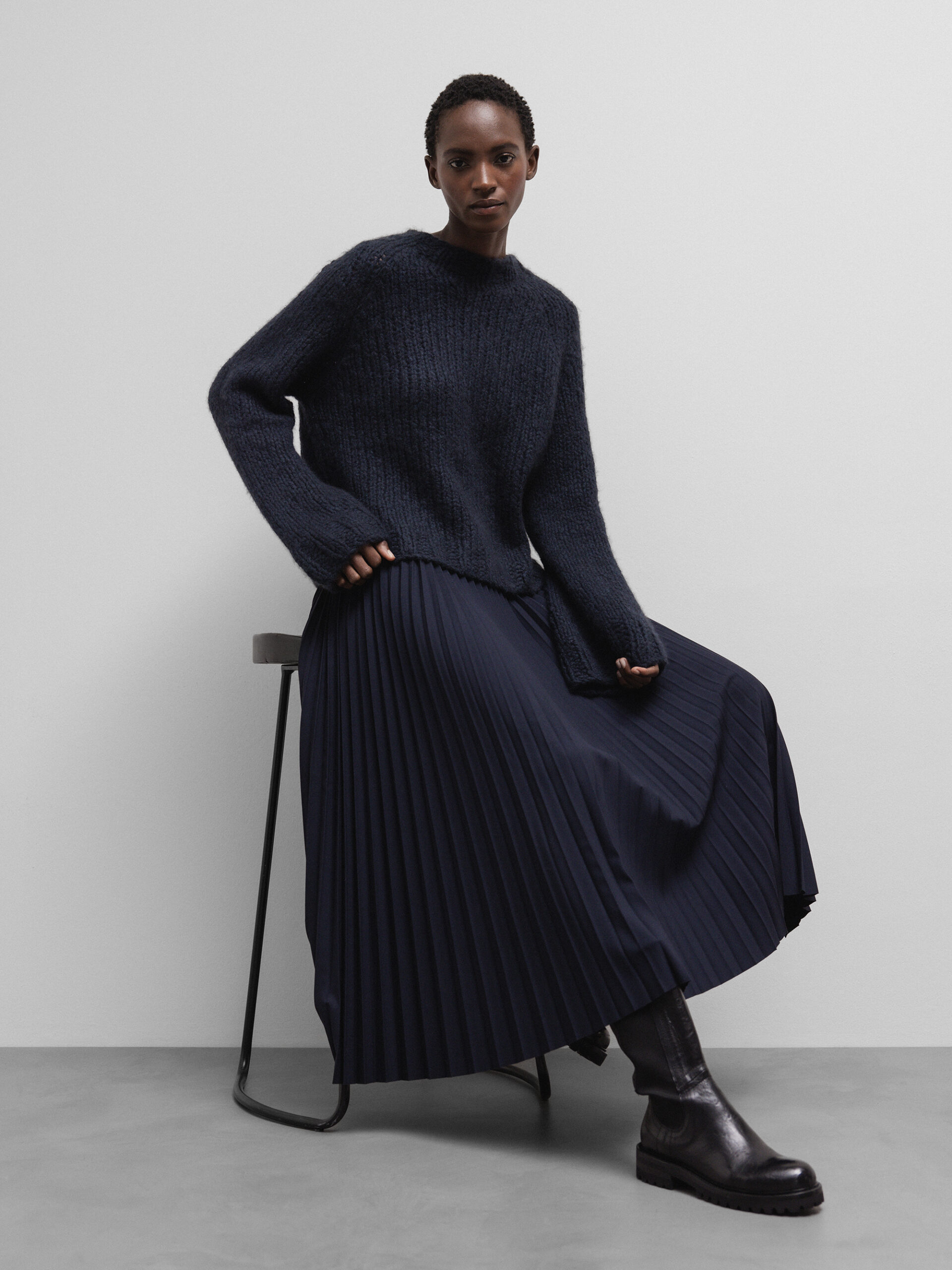 DANIELS Midi- Plisseerock Damen (NAVY W0710)