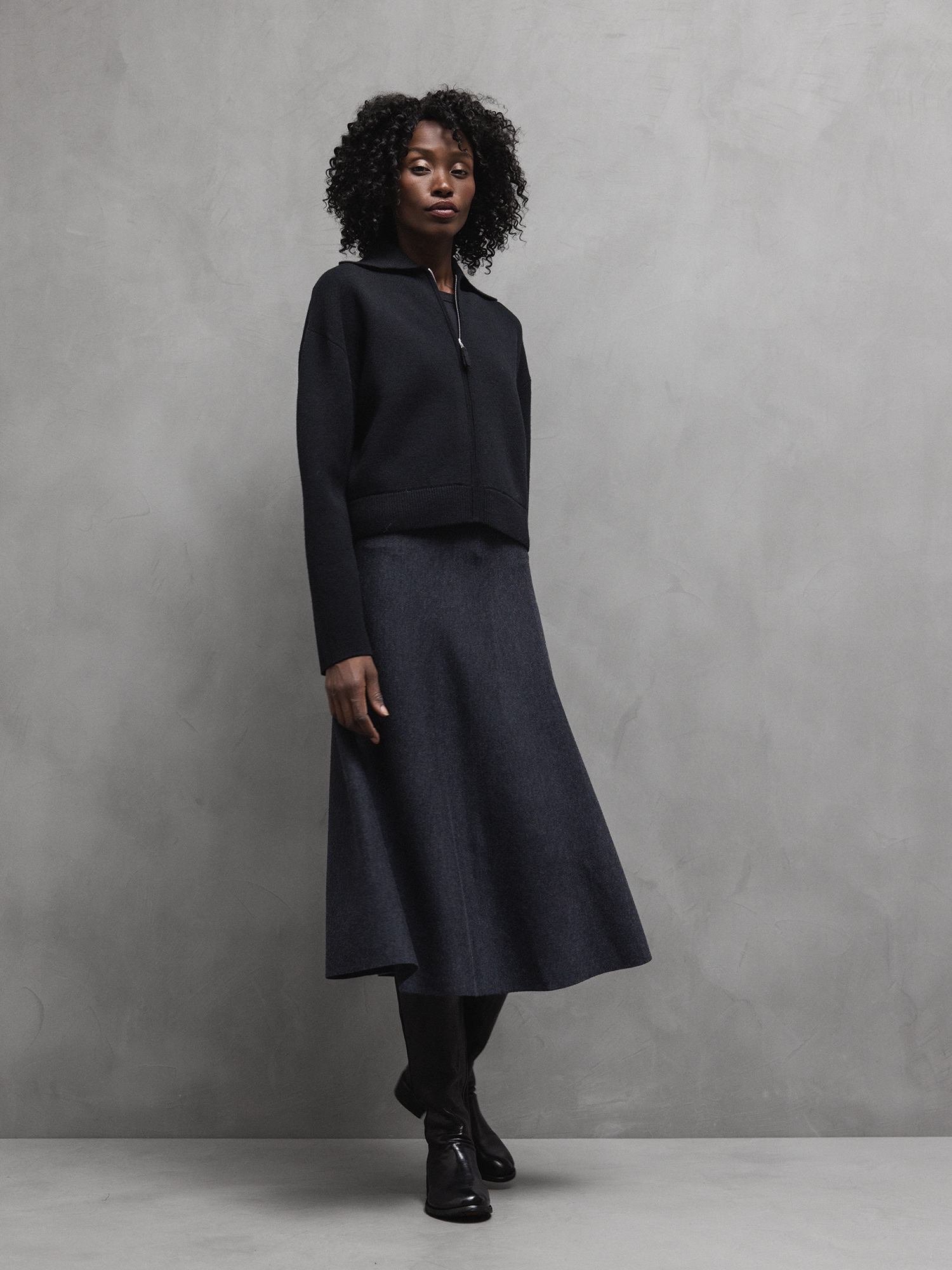 ALLUDE Midi- Strickrock aus Schurwolle Damen (84 ANTHRA MEL)