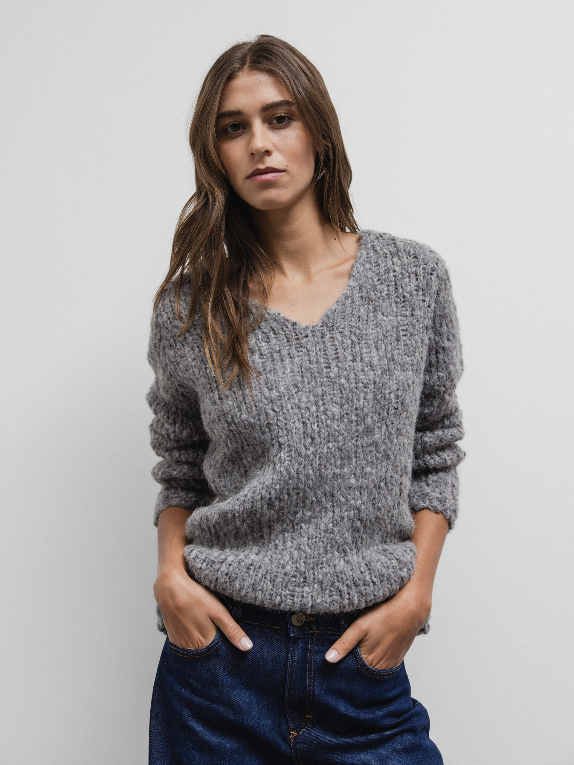 SIBIN LINNEBJERG Pullover aus Alpakawolle Damen (9178 MED GREY)