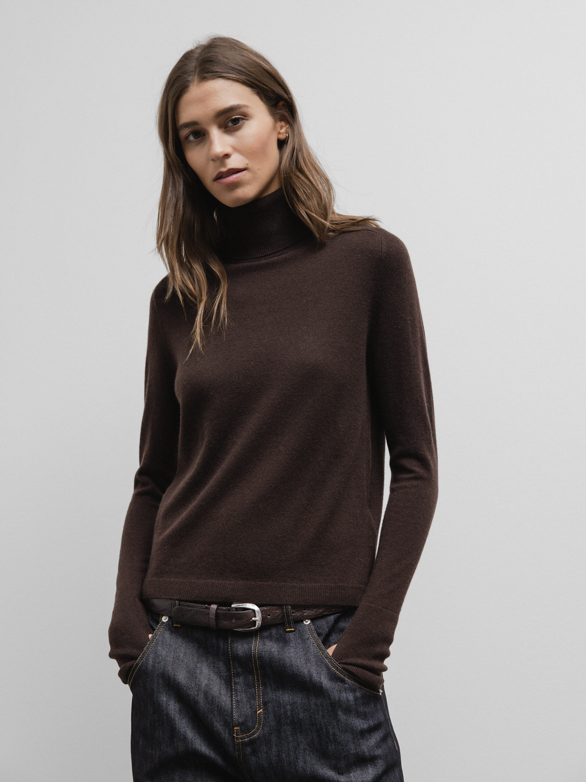 ALLUDE Rollkragenpullover aus Schurwolle Damen (49 DK BRAUN)