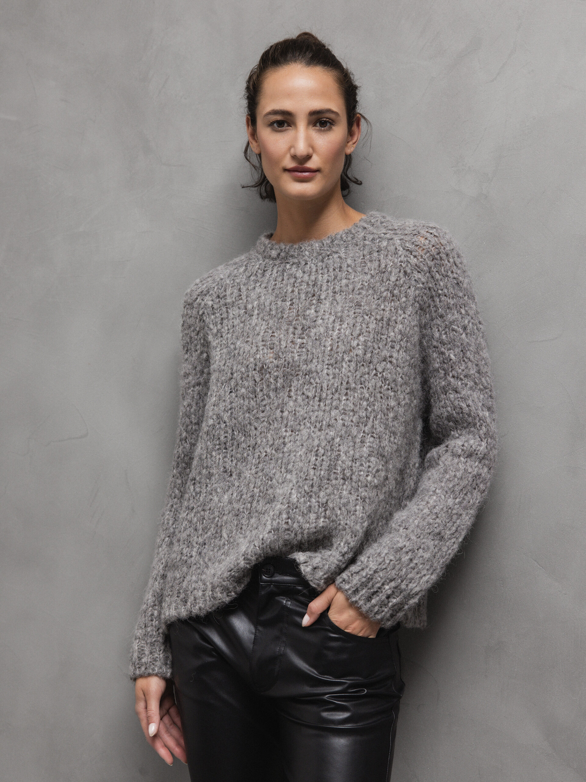 SIBIN LINNEBJERG Pullover aus Alpakawolle Damen (9178 DK GREY MEL)