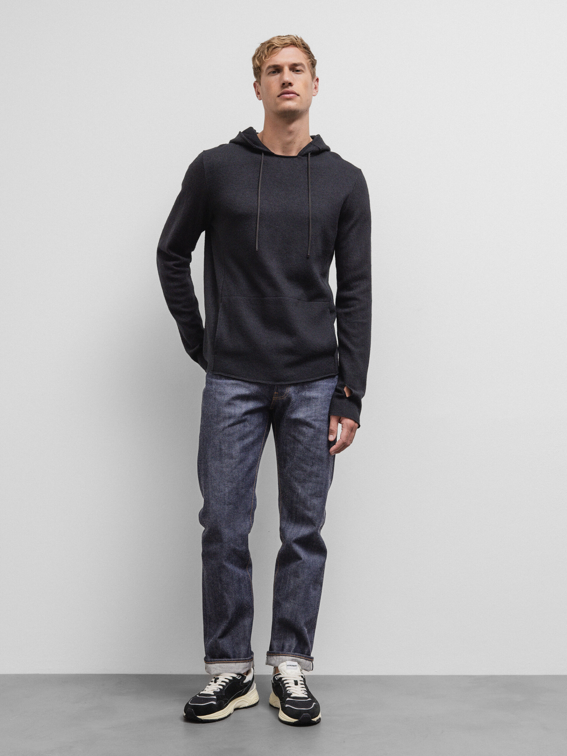 HANNES ROETHER Kapuzenpullover aus Wolle Herren (090 BLACK)