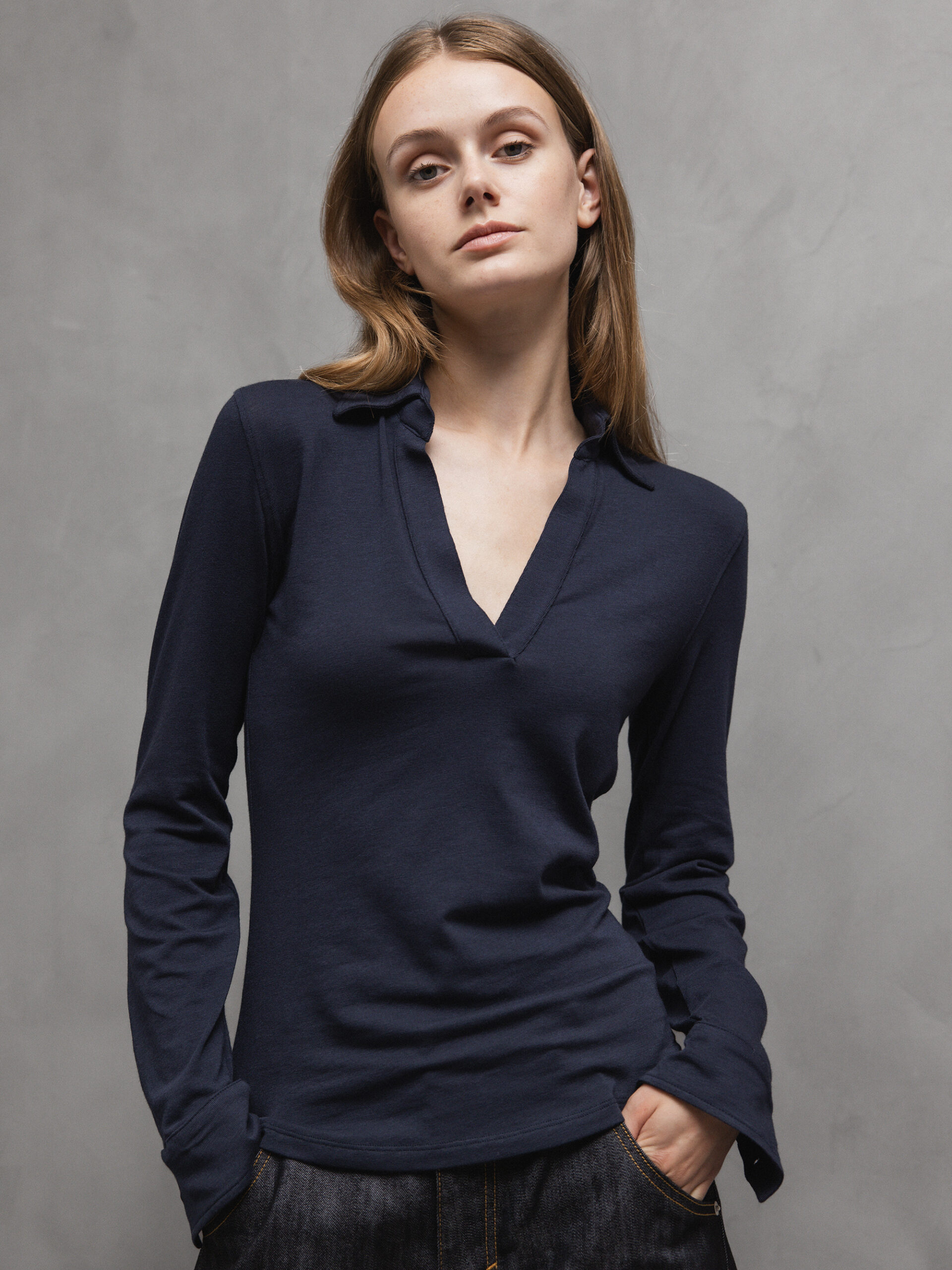 DANIELS Langarm- Poloshirt Damen (NAVY)