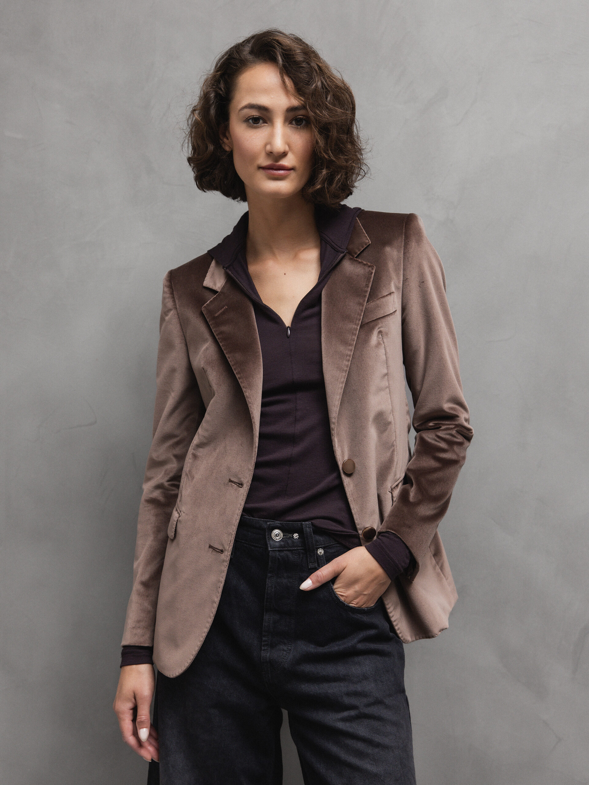 TAGLIATORE Samtblazer Damen (T1200 TAUPE)