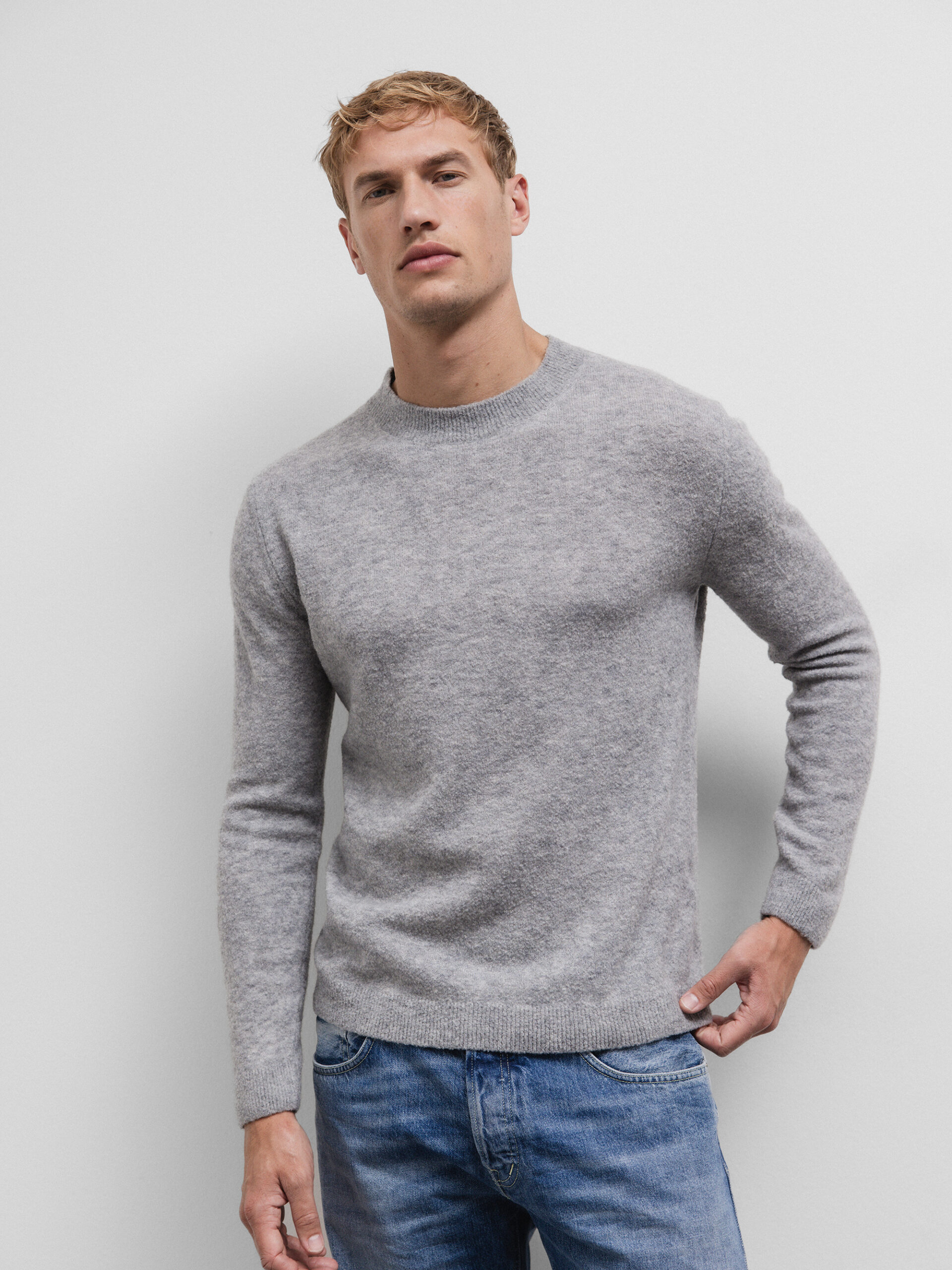 DANIELE FIESOLI Pullover aus Merinowolle Herren (10 GREY MEL)