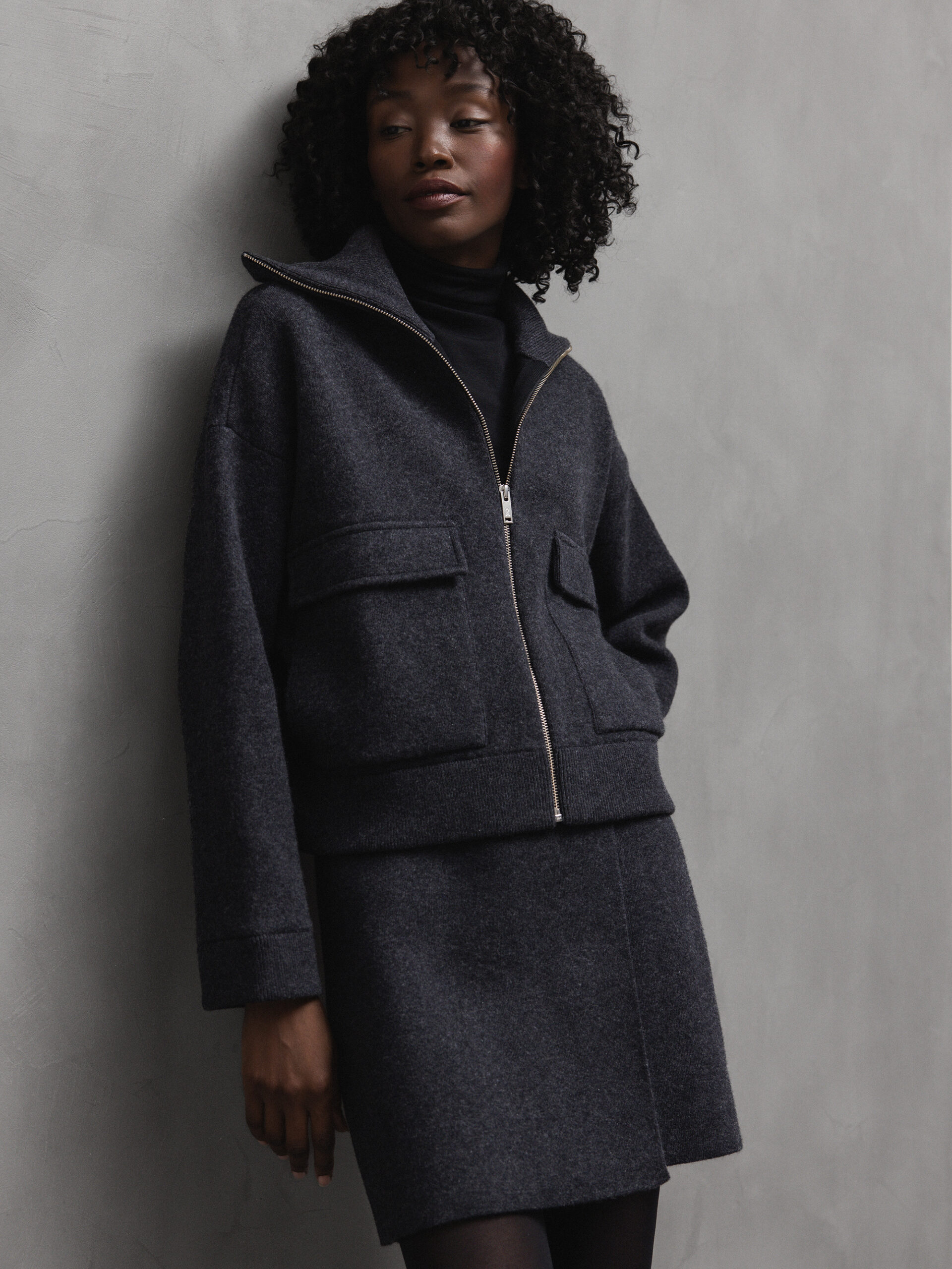 ARMEDANGELS Kurzer Strickrock aus Bio-Baumwolle Damen (2874 ANTHRA MEL)
