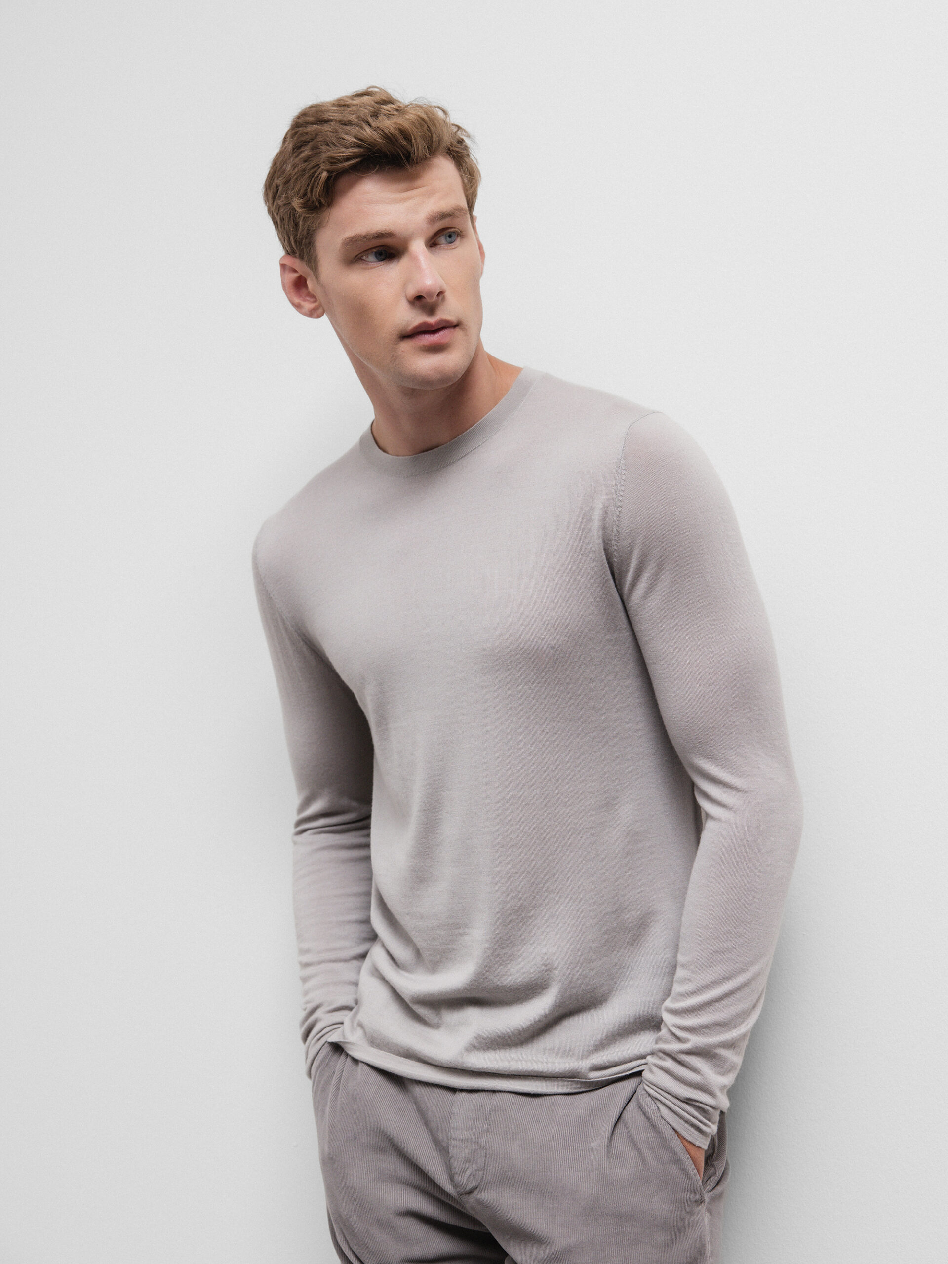 KIEFERMANN Leichter Feinstrickpullover aus Merinowolle Herren (177 GRAU)