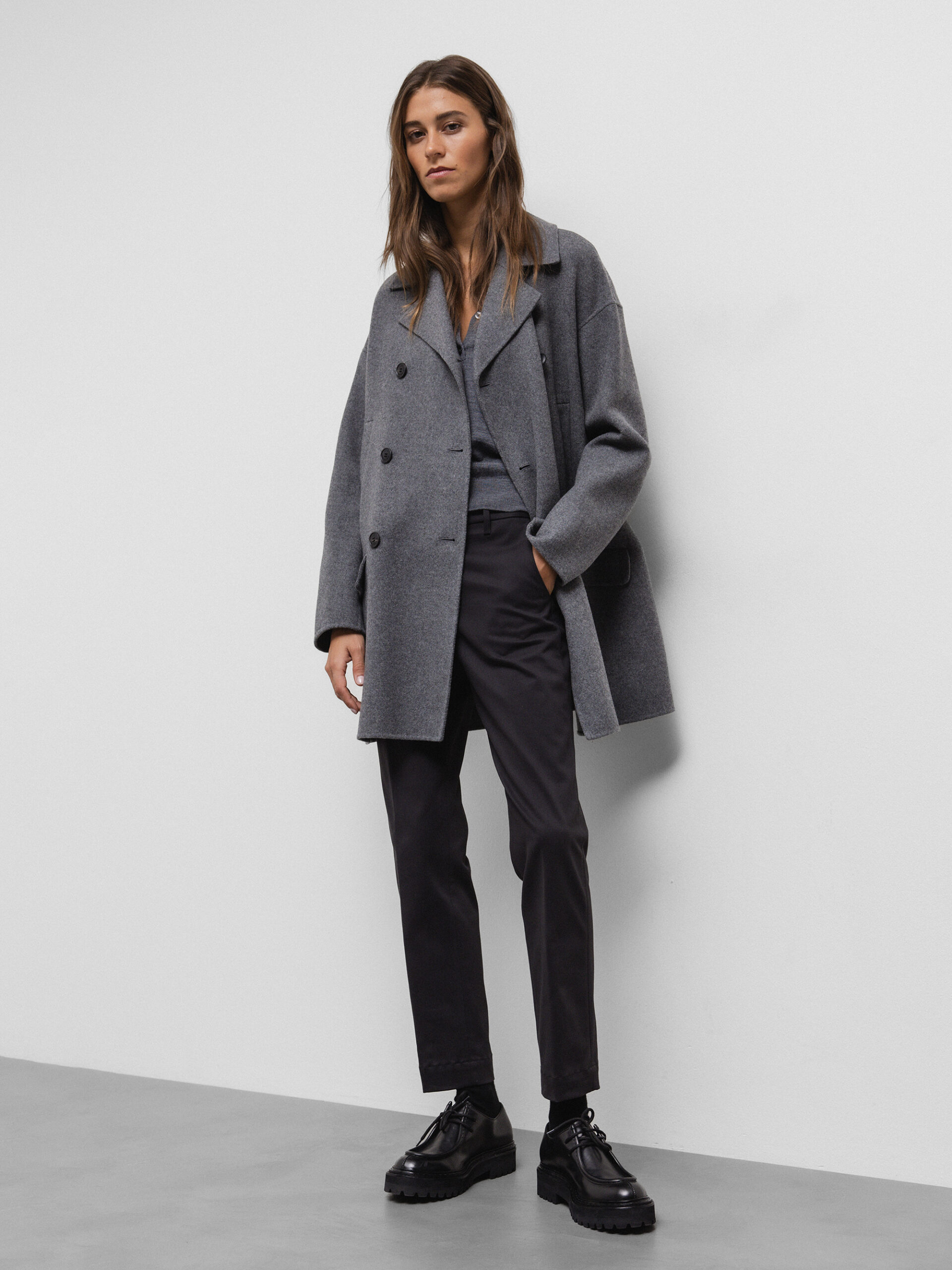 LIS LAREIDA Wollmantel Damen (890 DK GREY MEL)