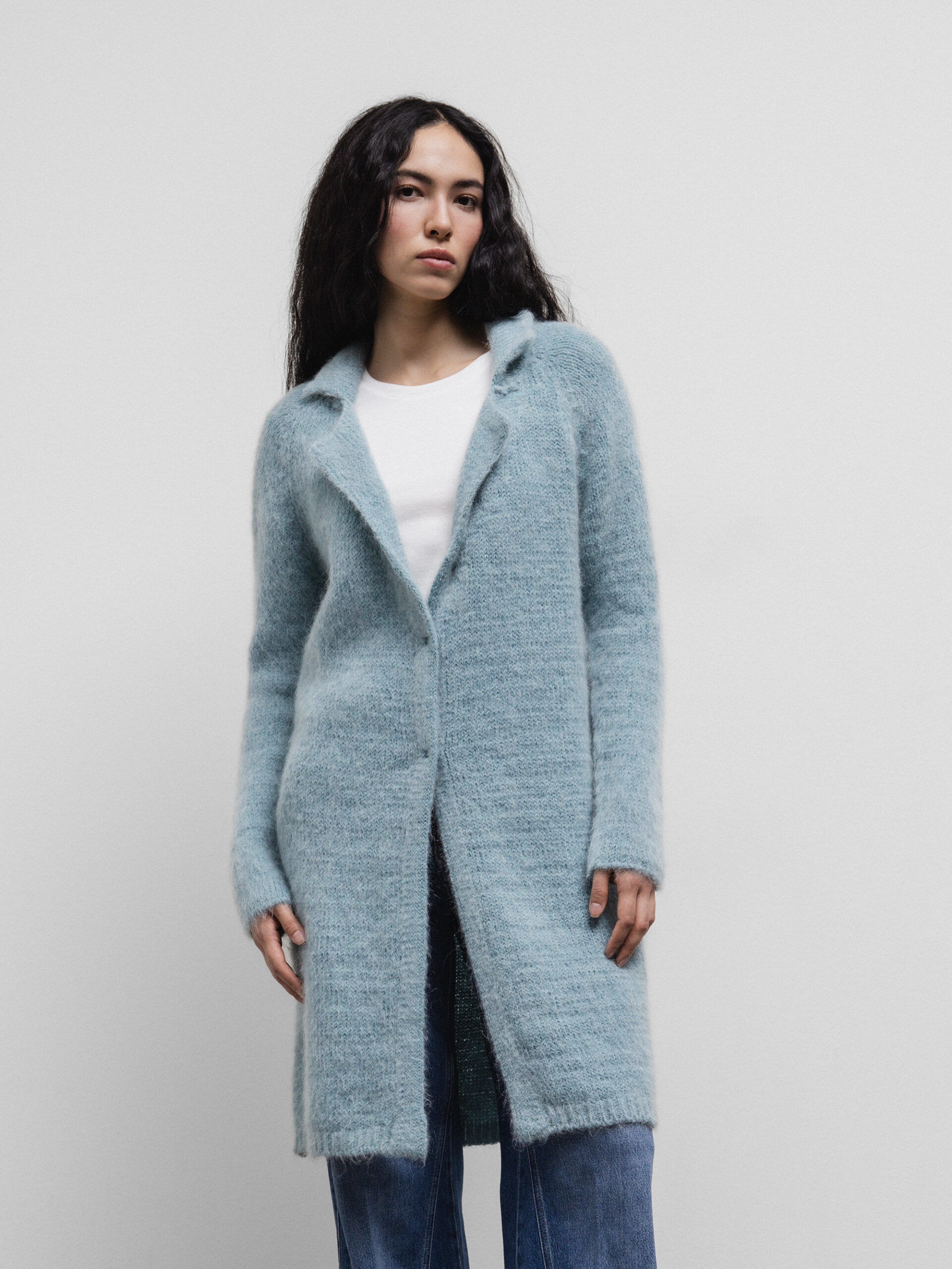 BELLAMY Lange Strickjacke Damen (286 ASH BLUE)