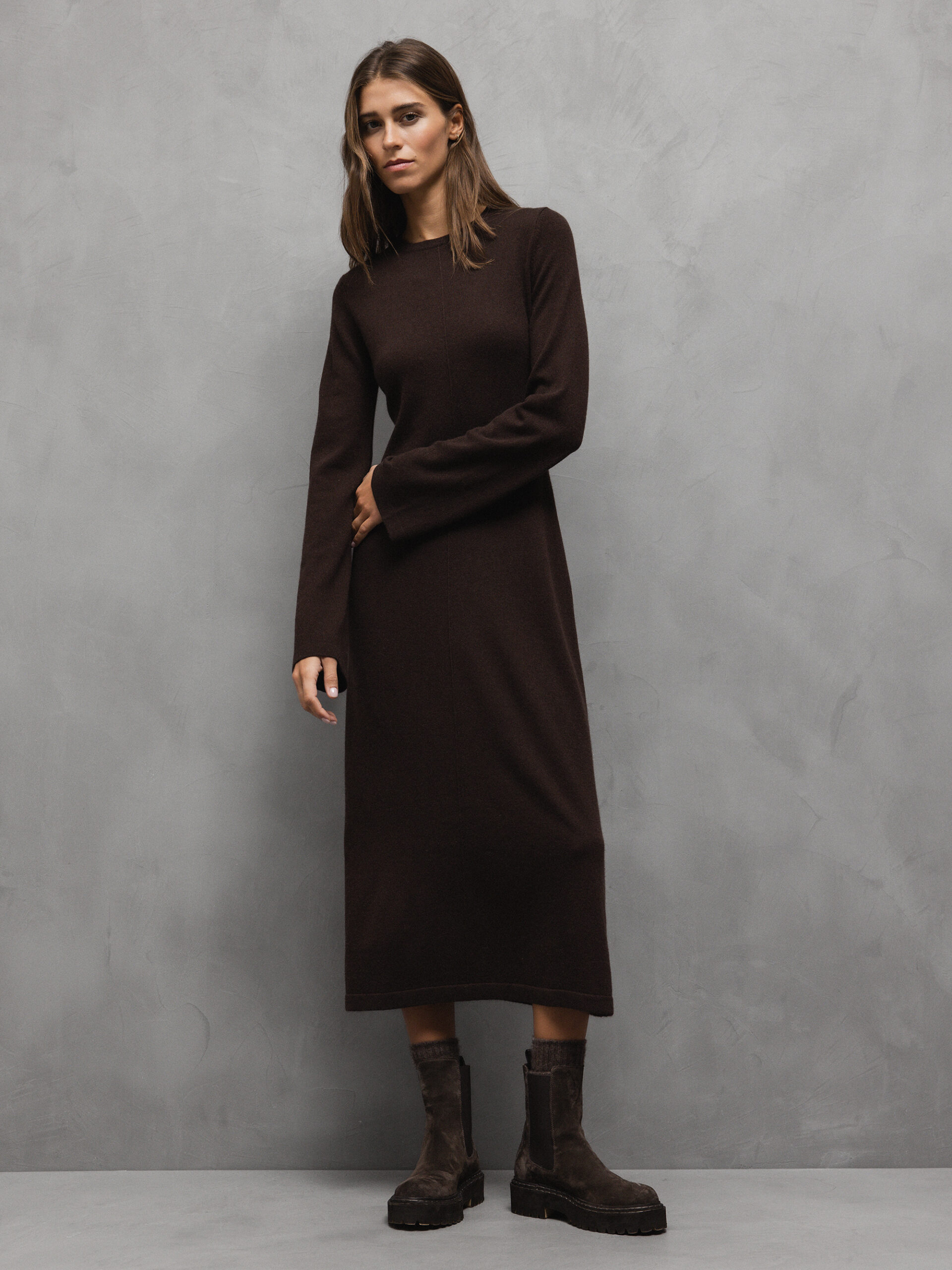 ALLUDE Strickkleid Damen (49 DK BRAUN)