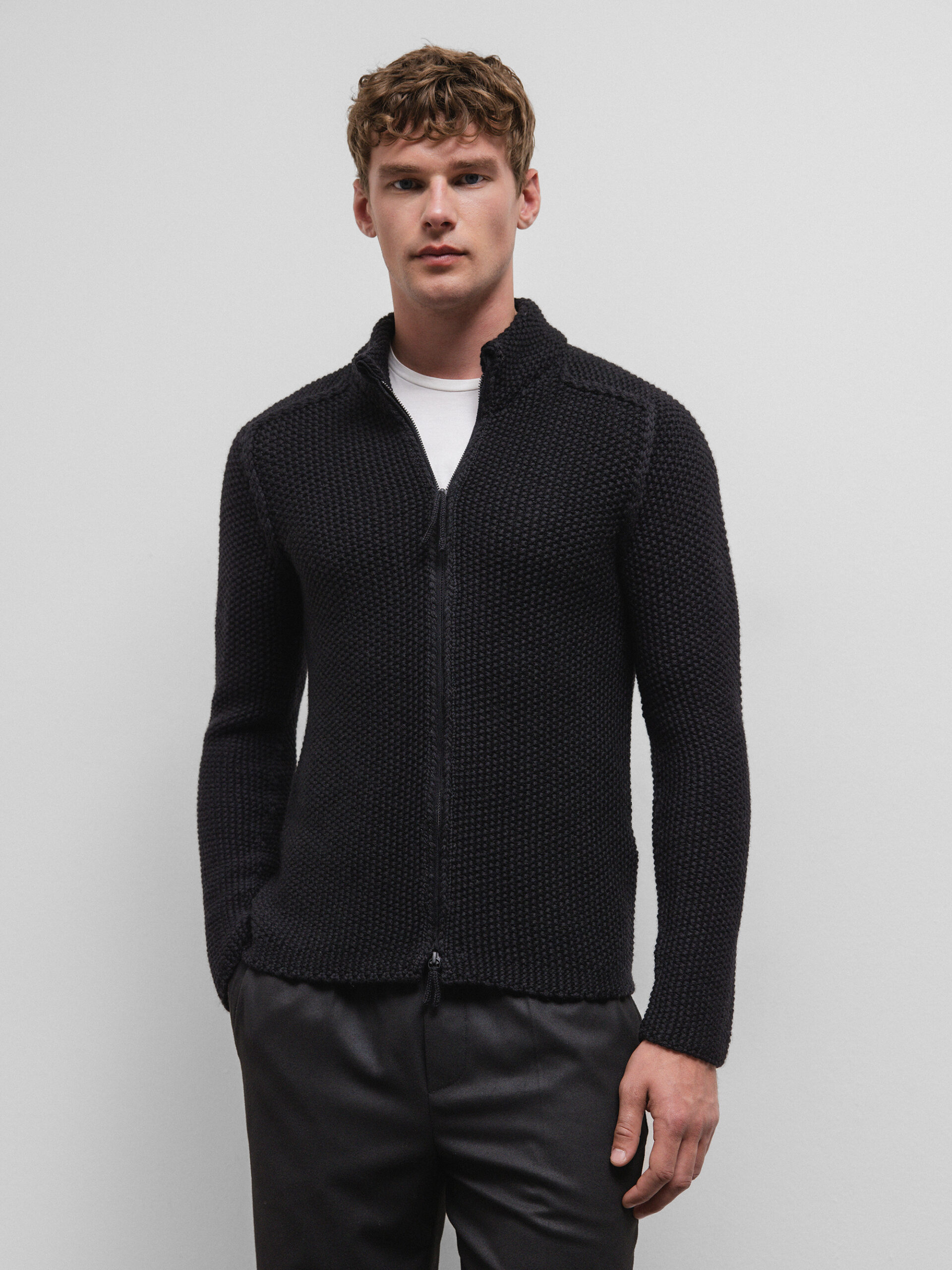 HANNES ROETHER Strickjacke aus Schurwolle Herren (090 BLACK)