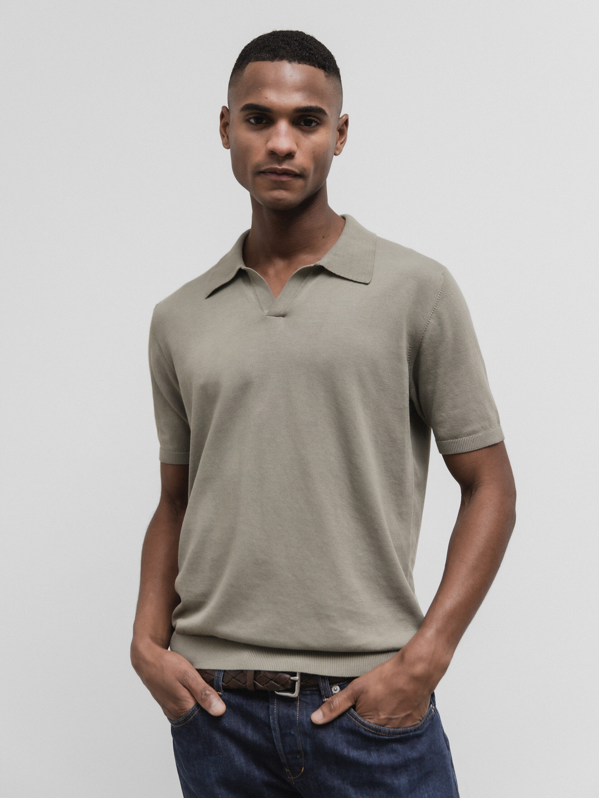 ROBERTO COLLINA Poloshirt aus Baumwolle Herren (24 KHAKI)