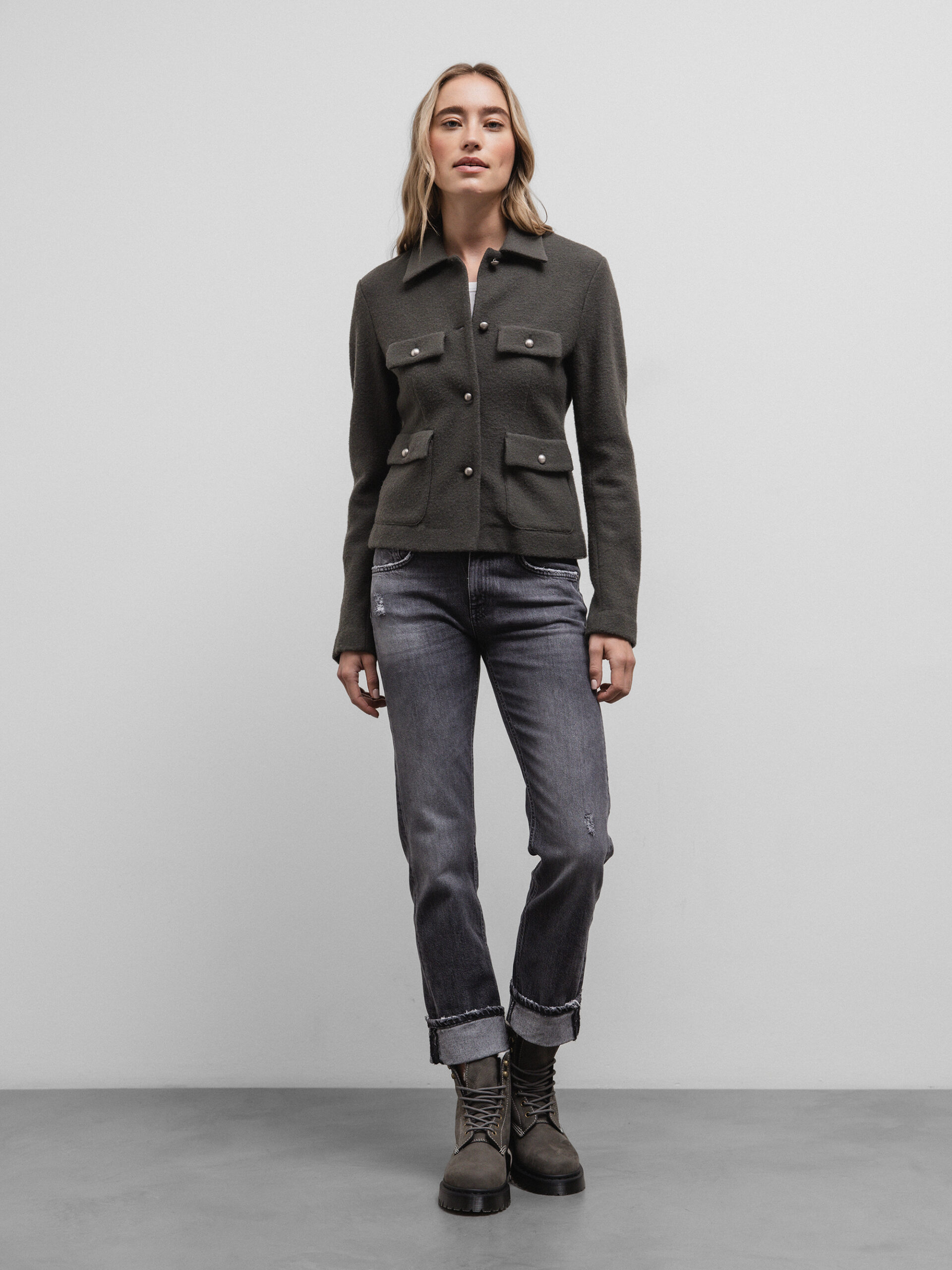 DONDUP Destroyed Straight Leg Jeans Damen (999 GREY USED)