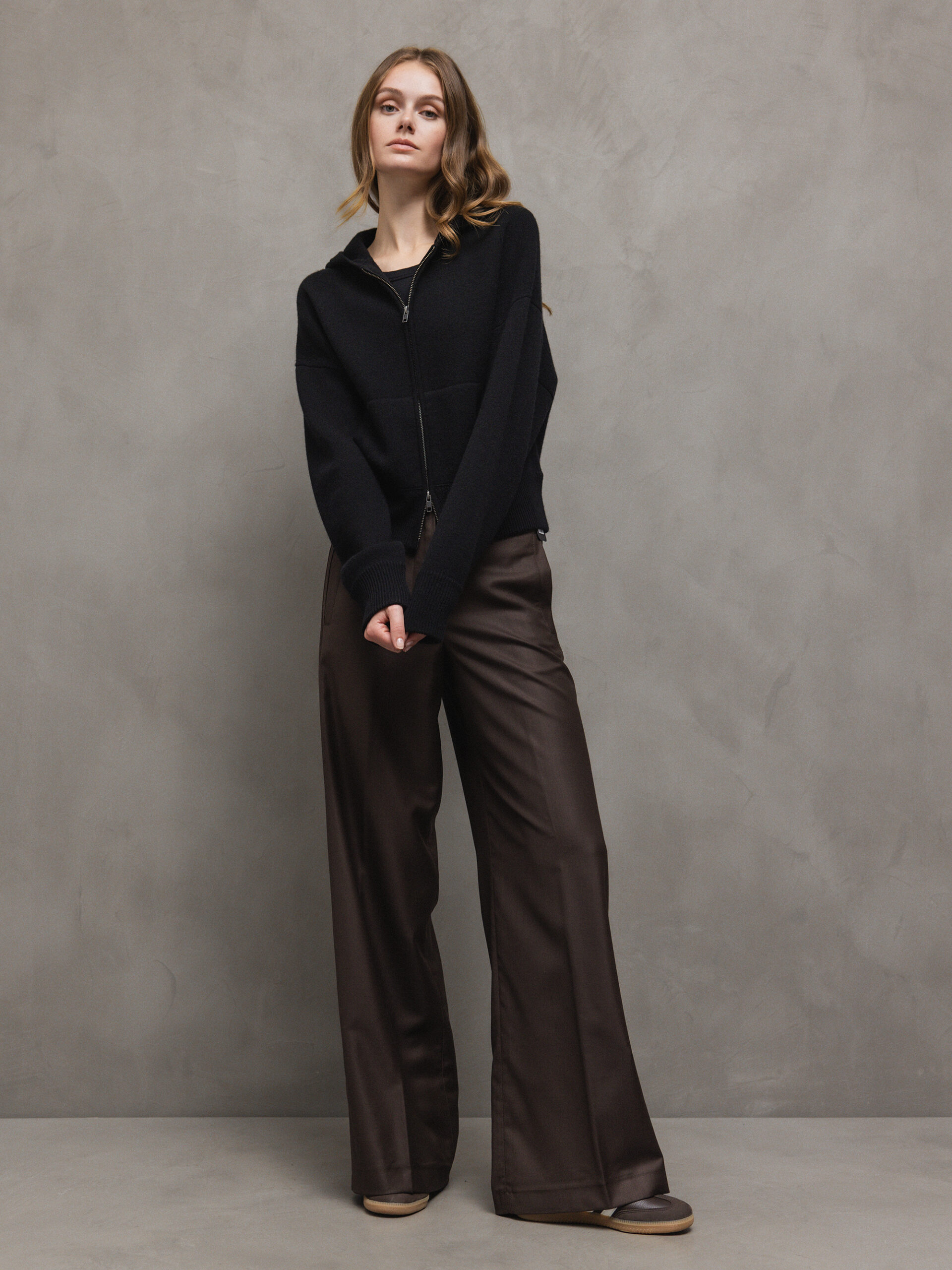 NINE IN THE MORNING Weite Hose aus Wolle Damen (DK BRAUN)