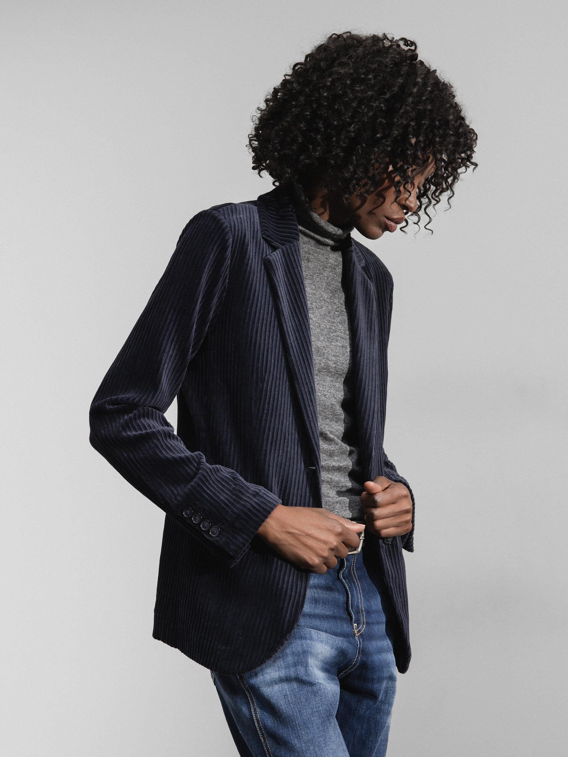 DANIELS Langer Cordblazer Damen (NAVY)