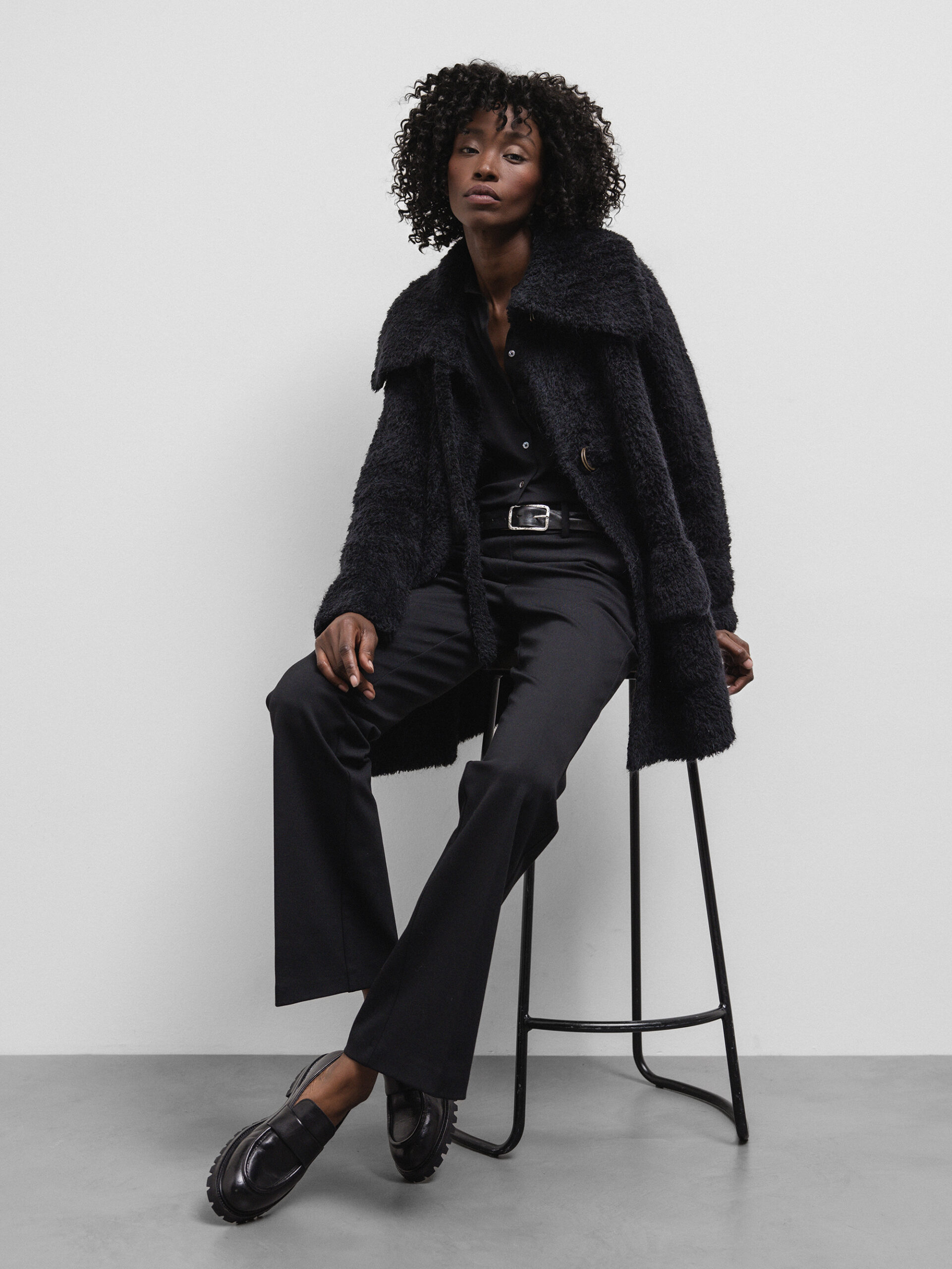 ROBERTO COLLINA Langer Cardigan aus Wolle Damen (9 SCHWARZ)