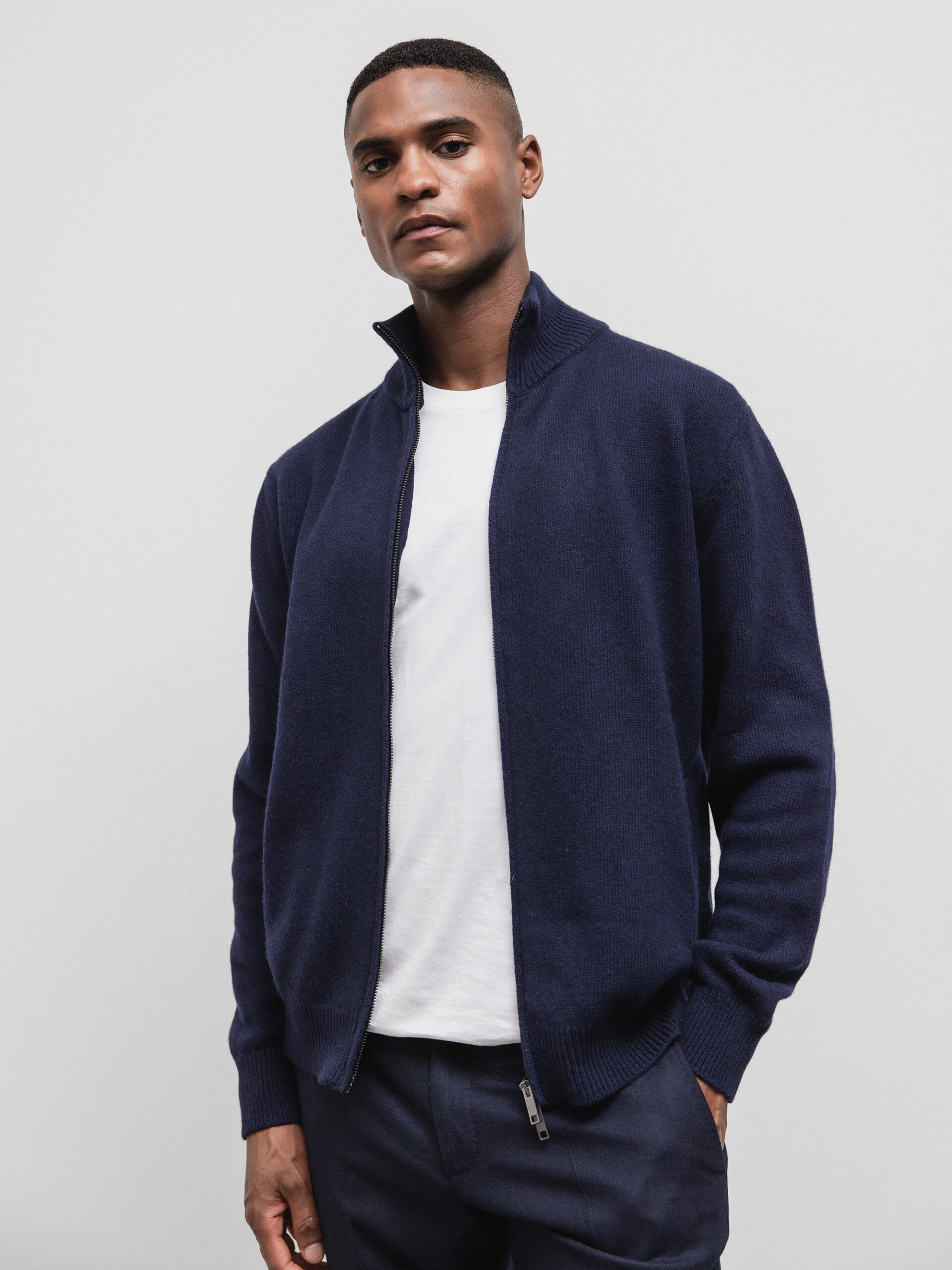 WOOL & CO. Strickjacke aus Wolle Herren (23 NAVY)