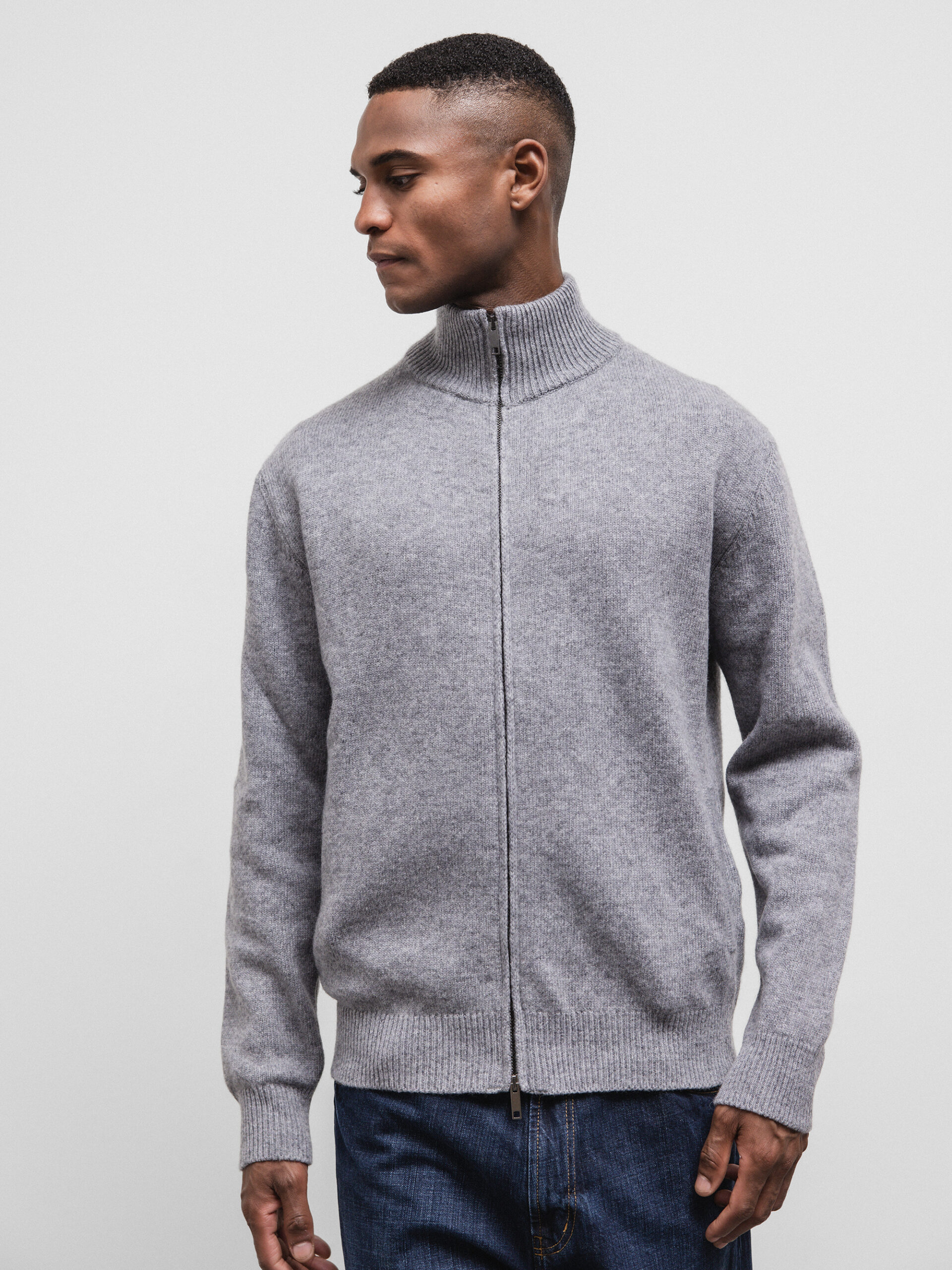 WOOL & CO. Strickjacke aus Wolle Herren (10 GREY)