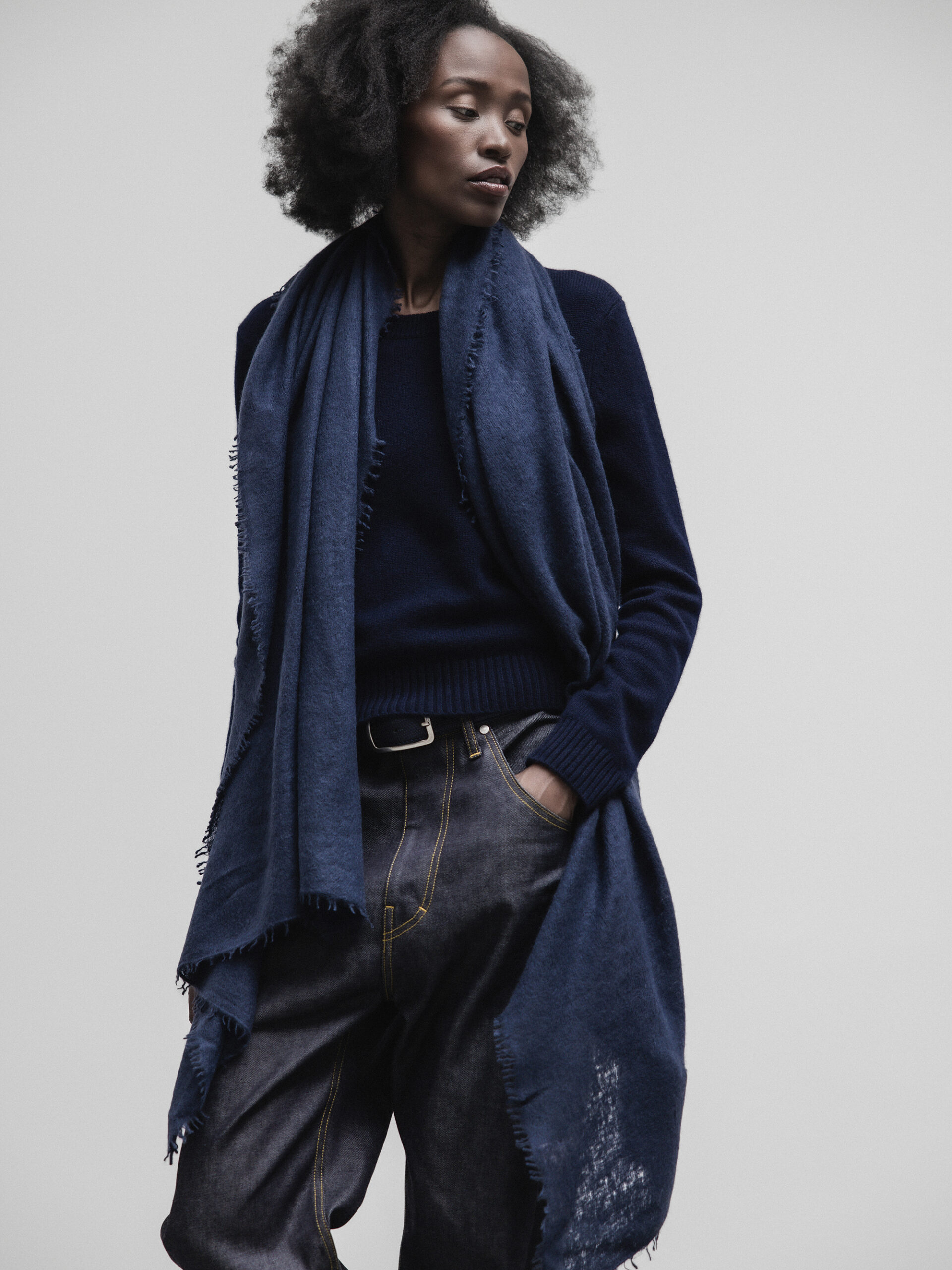 PUR SCHOEN Schal aus Cashmere Damen (4031 DKL NAVY)