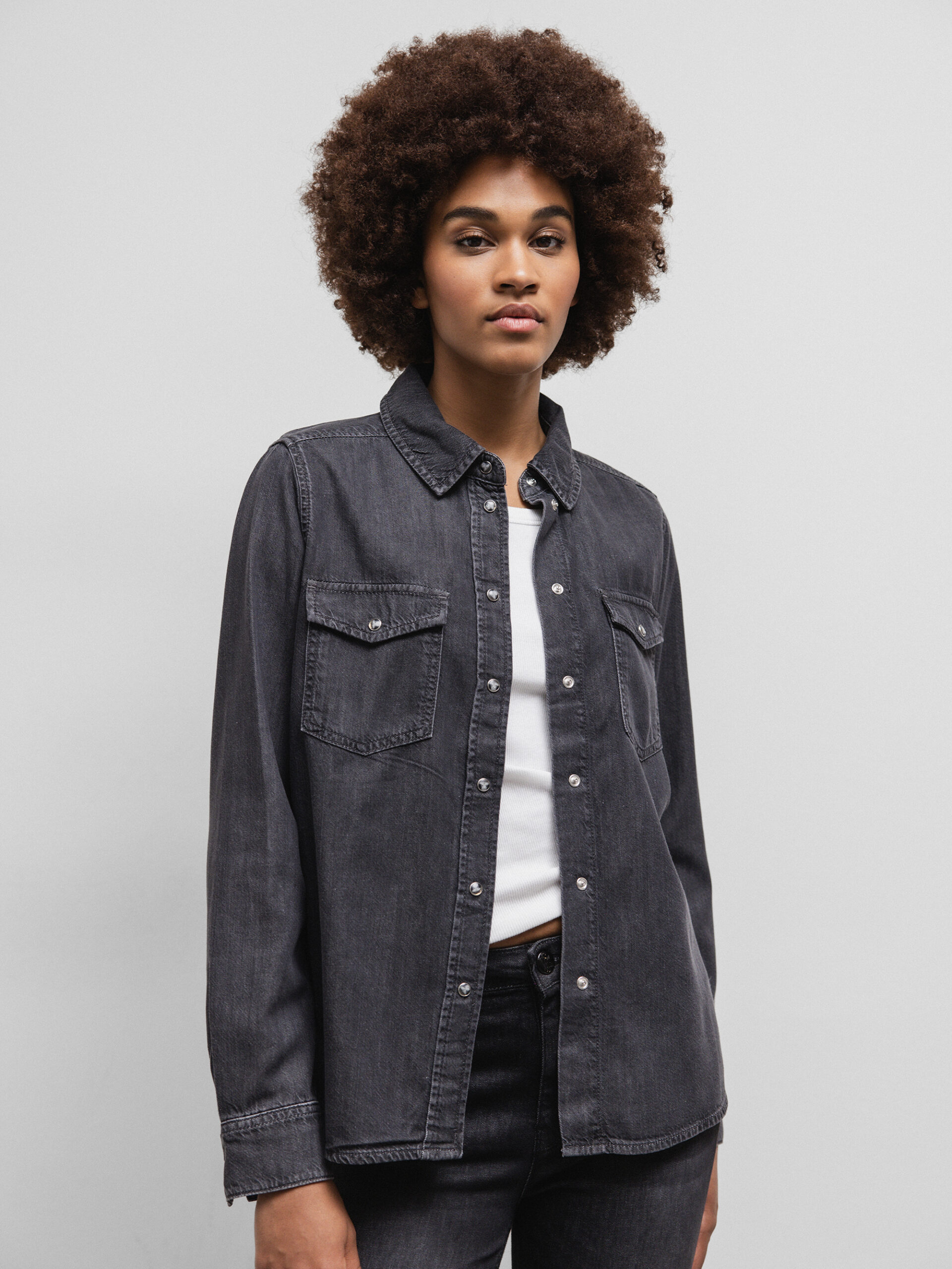 MOS MOSH Jeanshemd Damen (850 GREY)