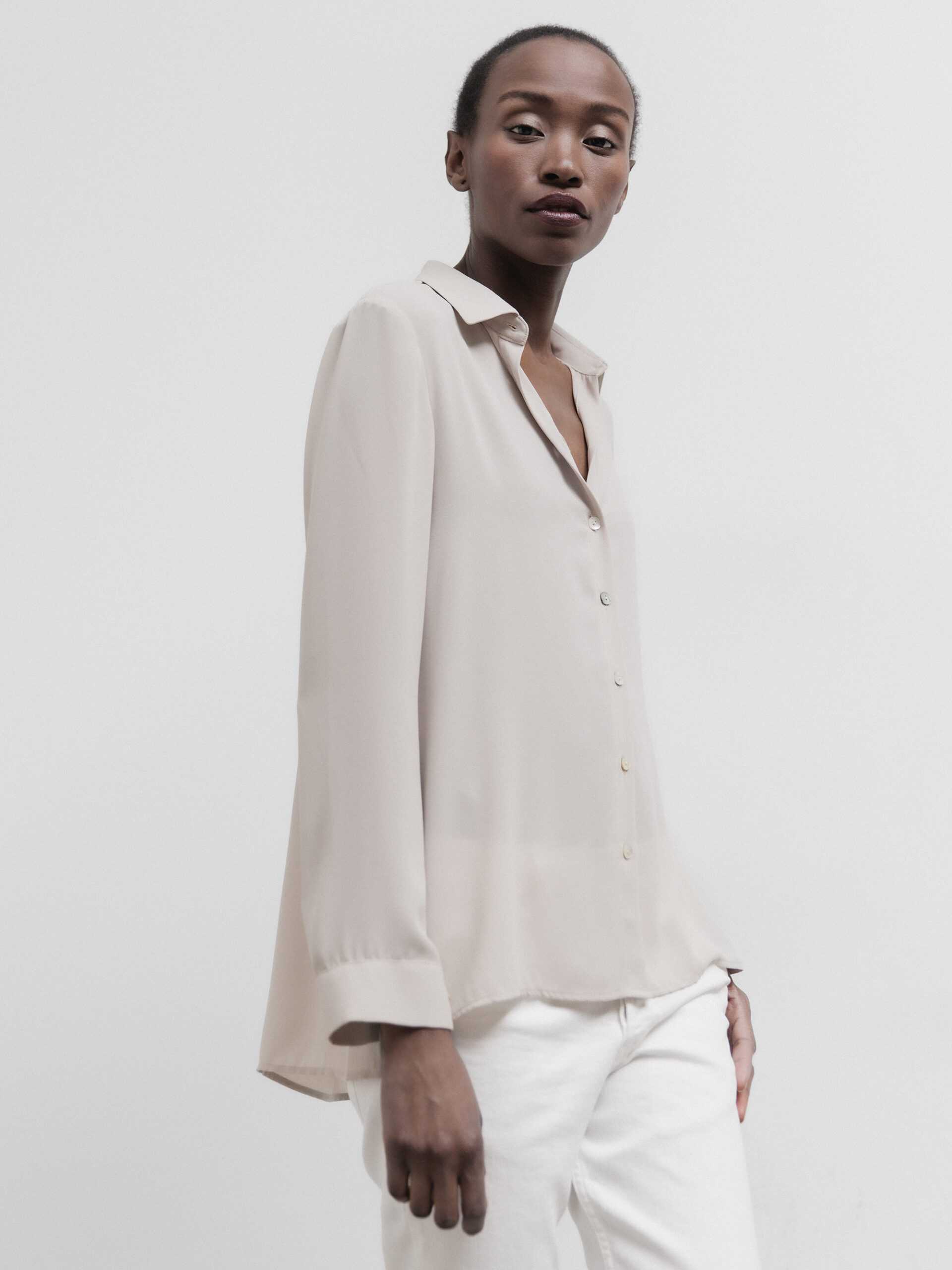 Janice & Jo Langarm- Bluse Damen (007 DK SAND)