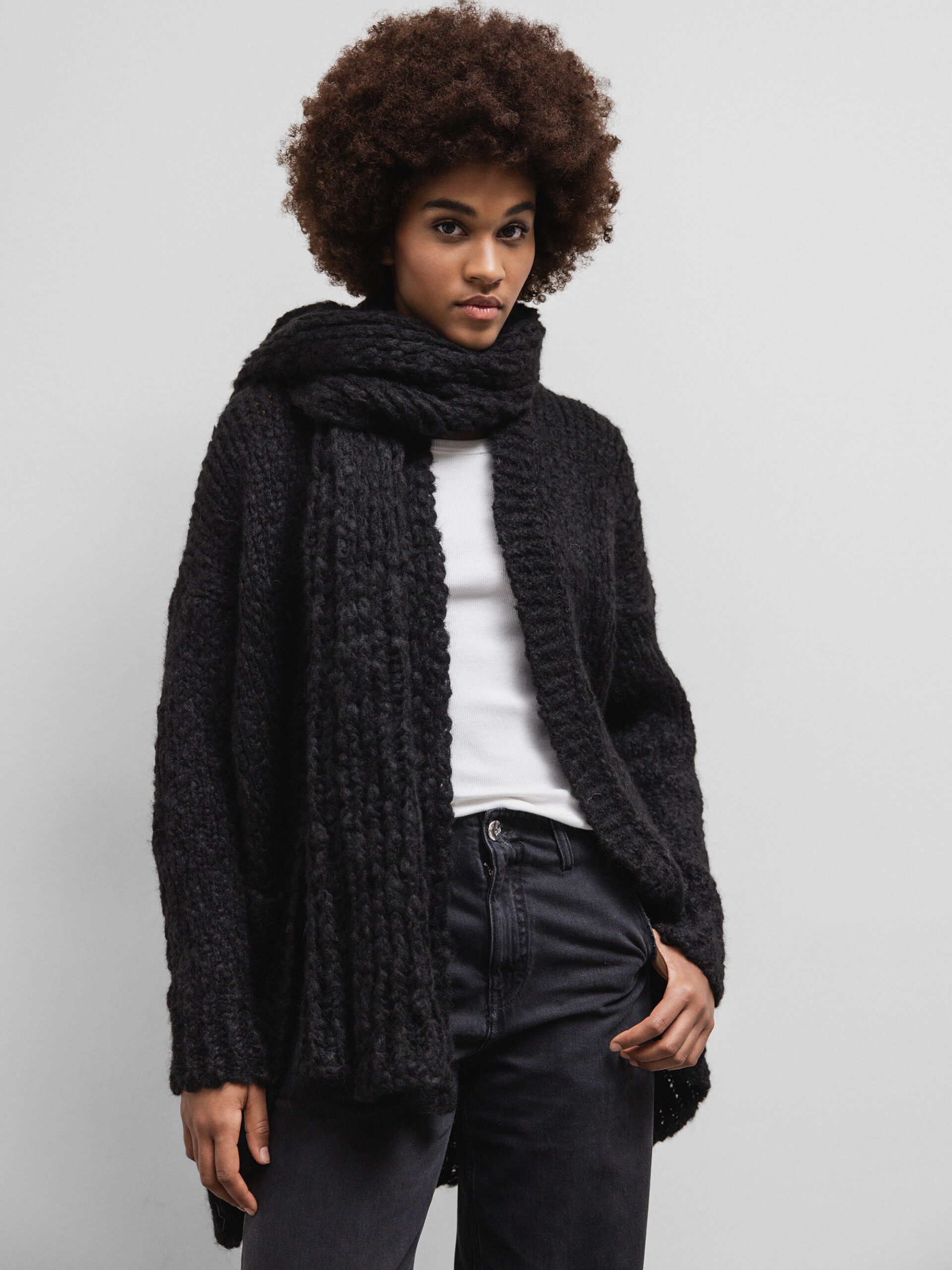 SIBIN LINNEBJERG Langer Cardigan aus Alpakawolle Damen (1999 BLACK)