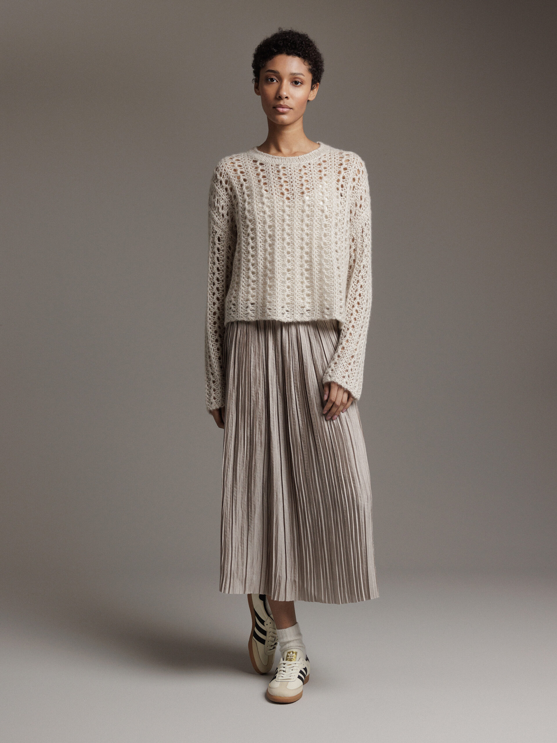 DANIELS Pullover mit Lochstrick Damen (SAND MEL 22003)