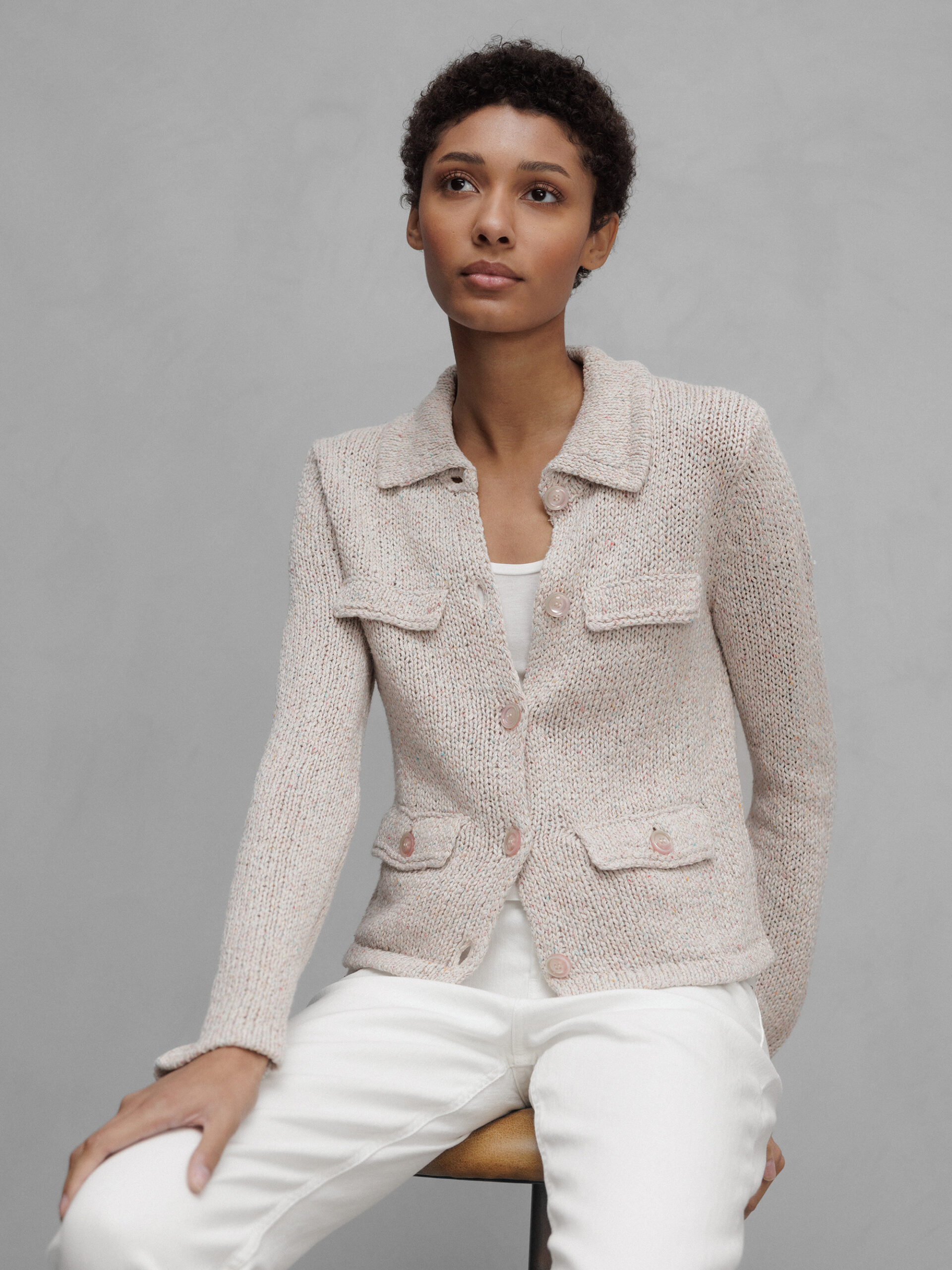 DANIELS Strickjacke aus Baumwolle Damen (BEIGE/ROSA MEL)