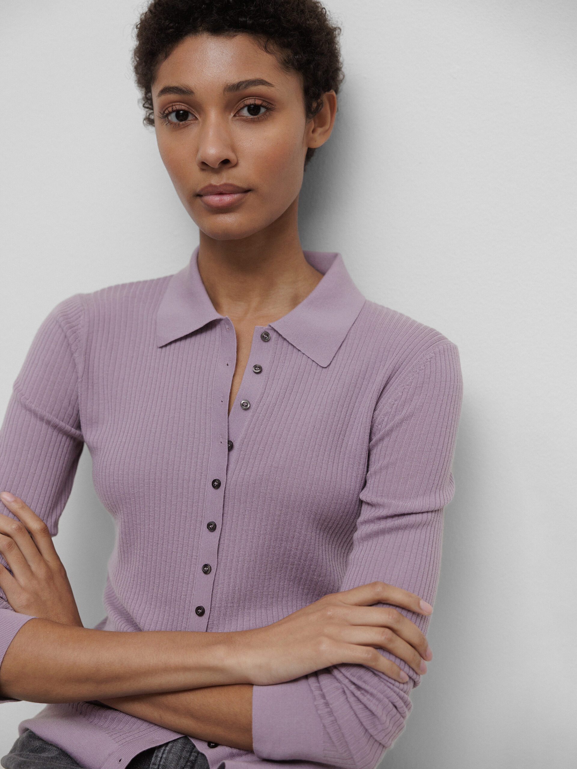 DANIELS Strick-Poloshirt aus Merinowolle Damen (MAUVE 22228)