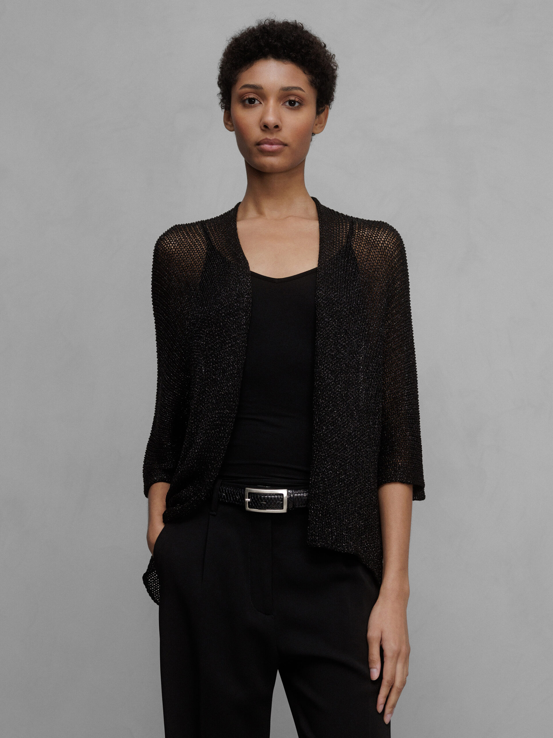 ILONA VON PREUSCHEN Strickjacke in Häkel-Optik Damen (BLACK LUREX)