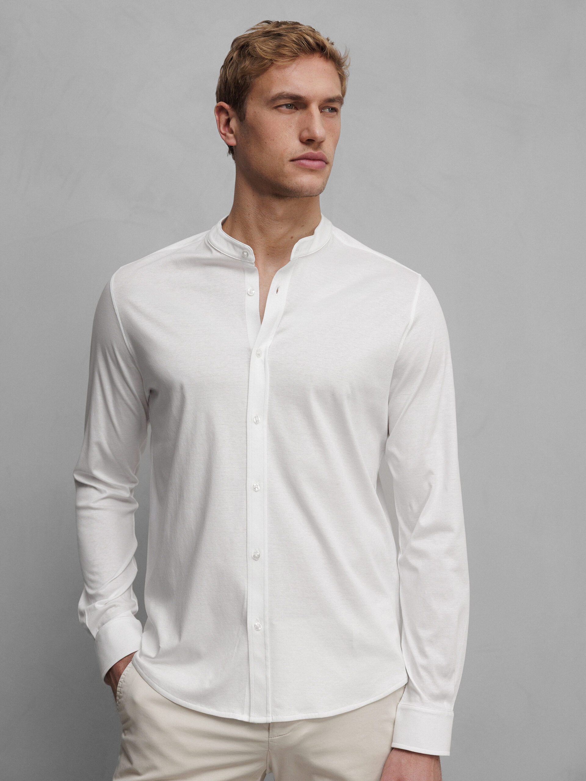 KIEFERMANN Langarmshirt aus Baumwolle Herren (01 WHITE)