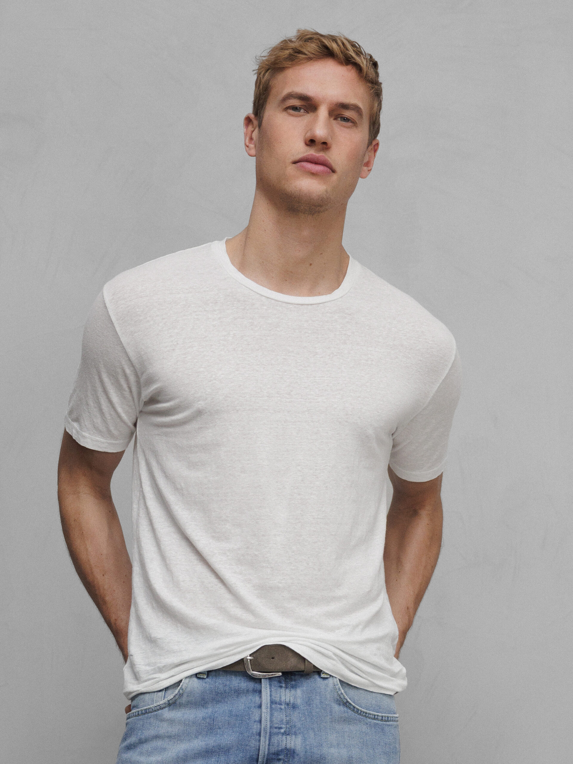 DANIELE FIESOLI T-Shirt aus Leinen Herren (01 WHITE)