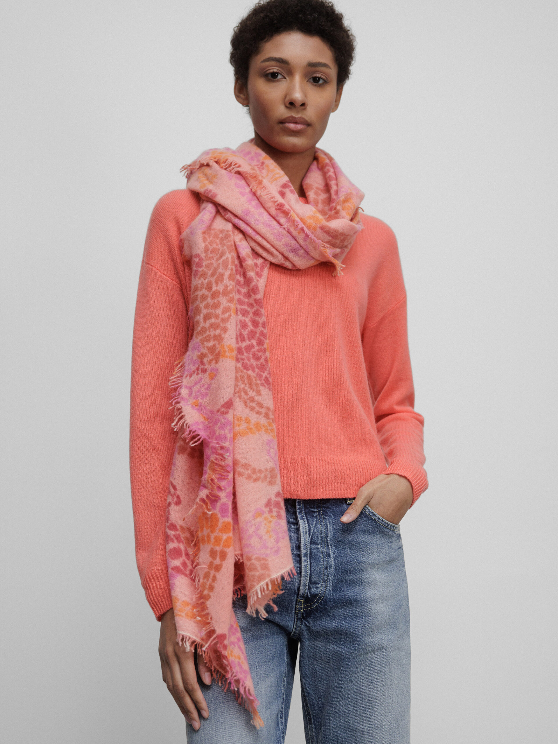 PUR SCHOEN Schal aus Cashmere Damen (8048 PINK ORANGE)