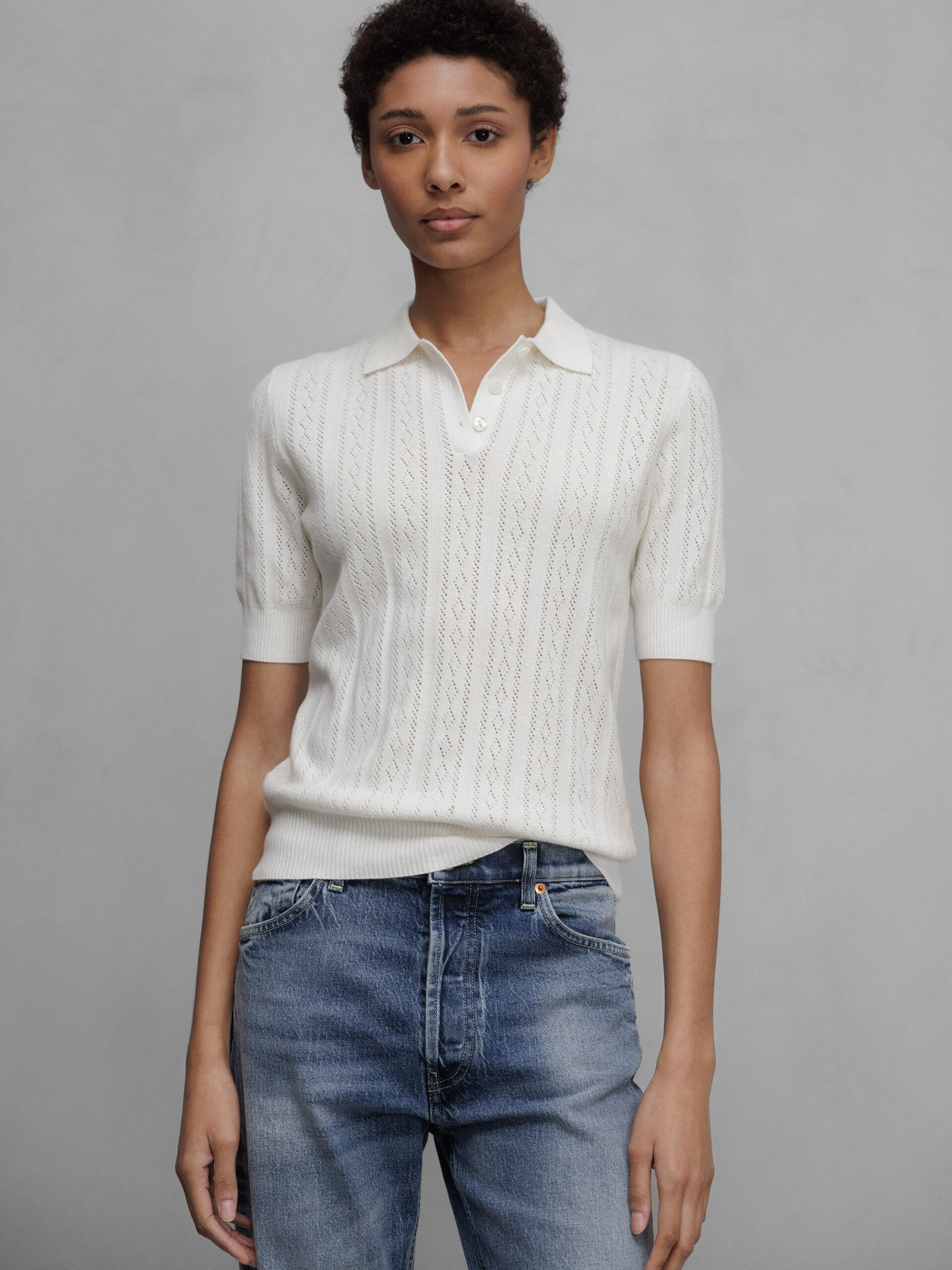 LISA YANG Poloshirt aus Baumwolle Damen (SALT)